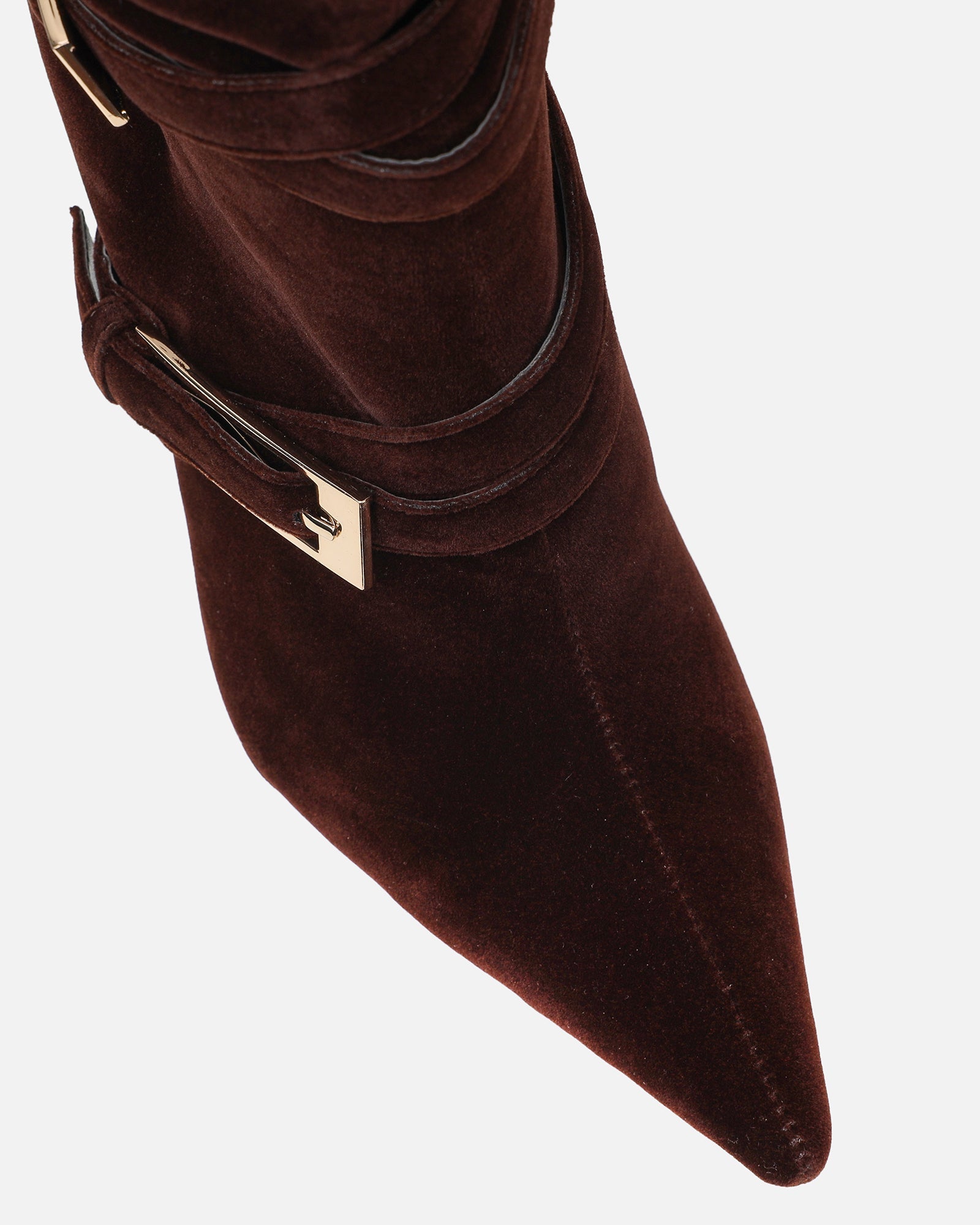 Kingston Chocolate Brown Suede Buckle Knee Boots