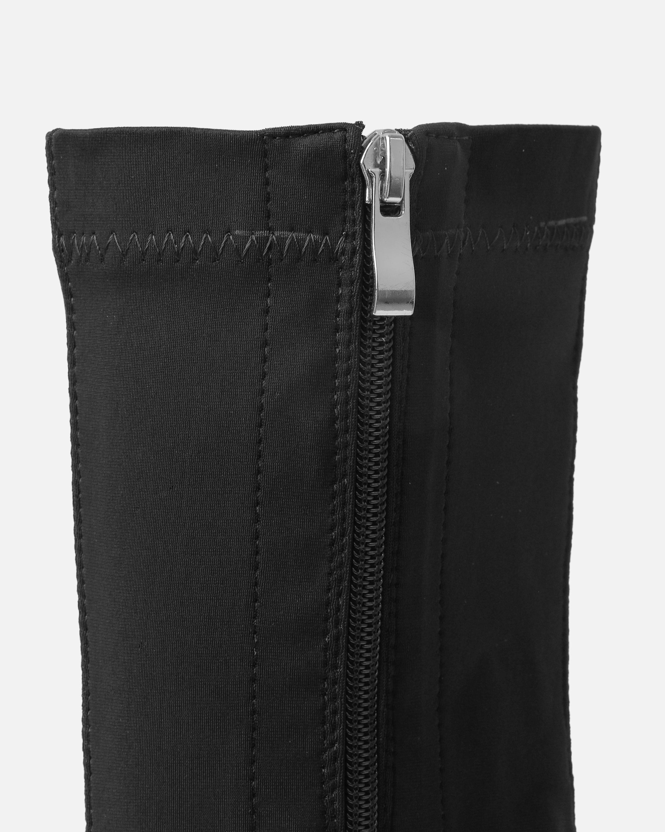 Felipe Black Lycra Block Heel Chunky Ankle Boots