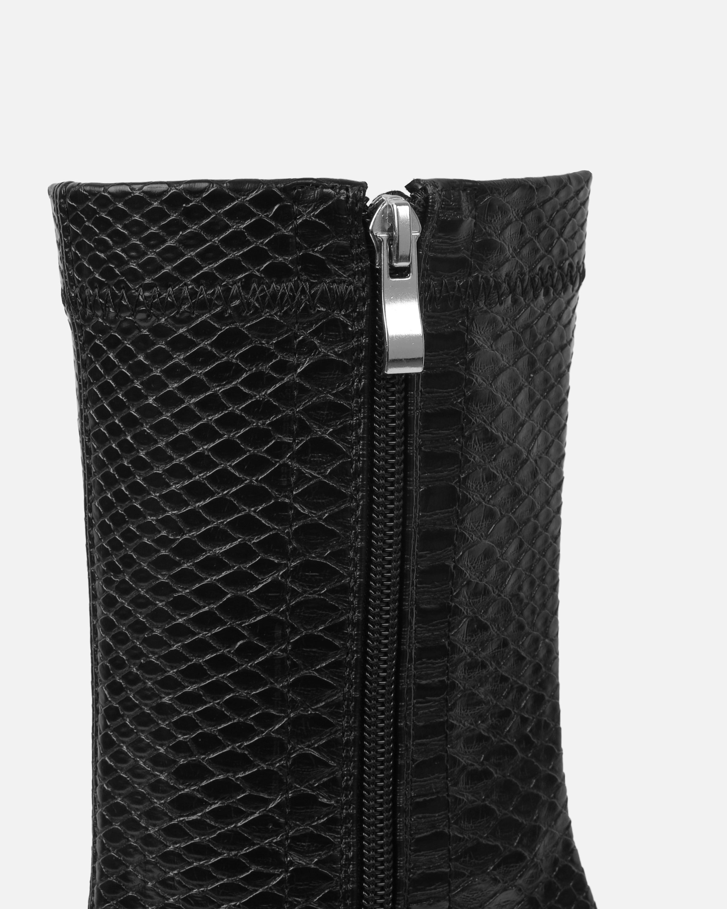 Felipe Black Faux Snake Block Heel Chunky Ankle Boots