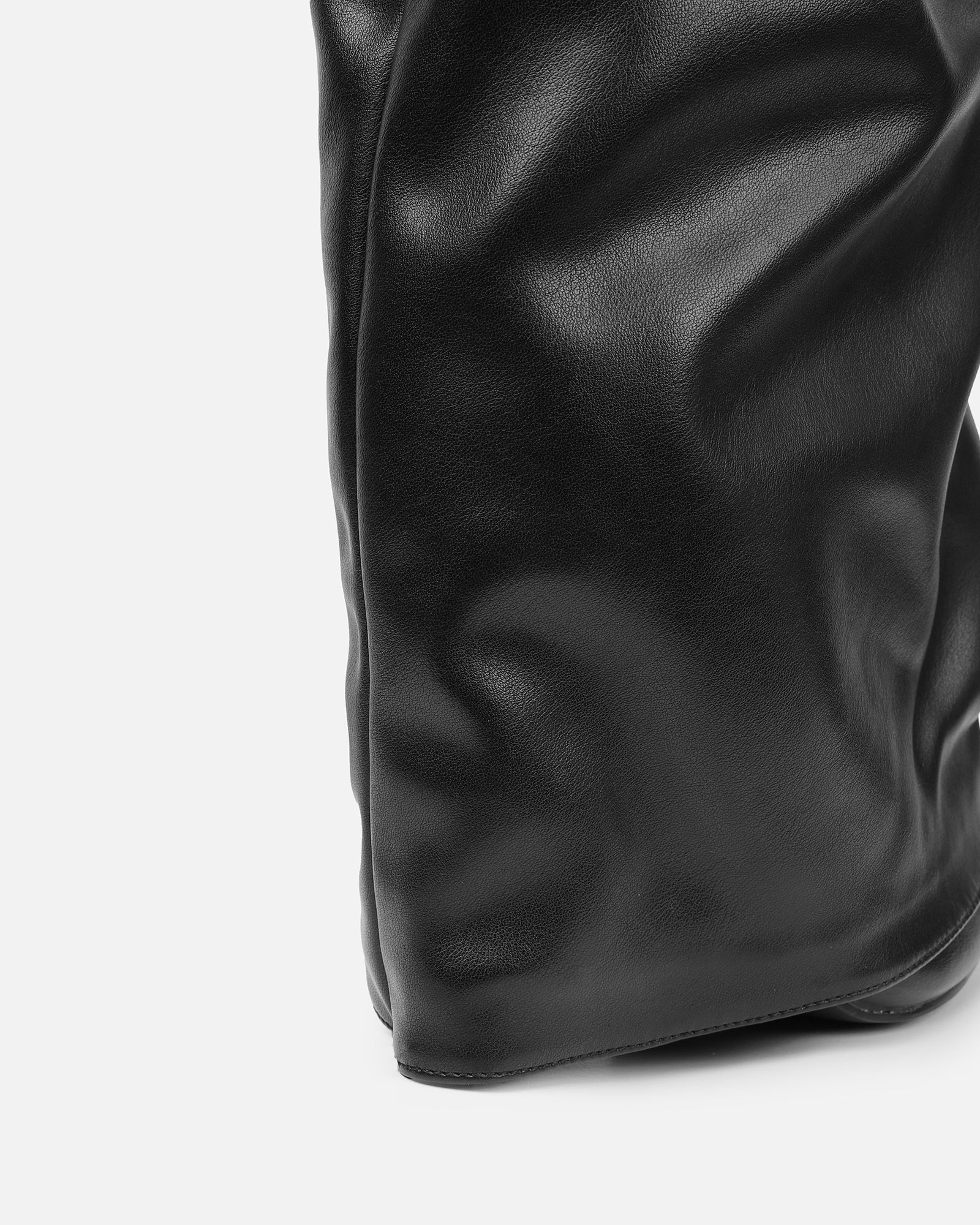 Lukas Black Ruched Fold Over Knee High Boots