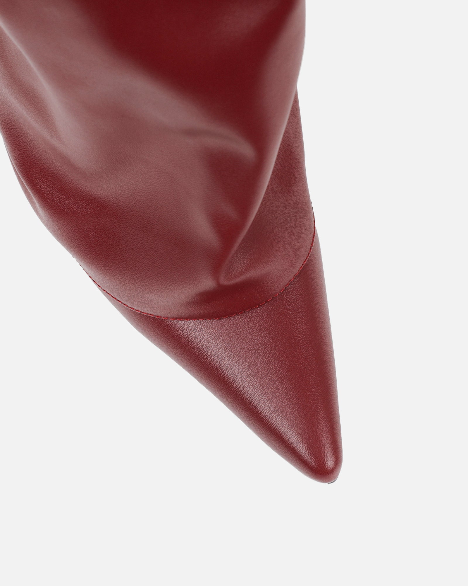 Lukas Burgundy Ruched Fold Over Knee High Boots