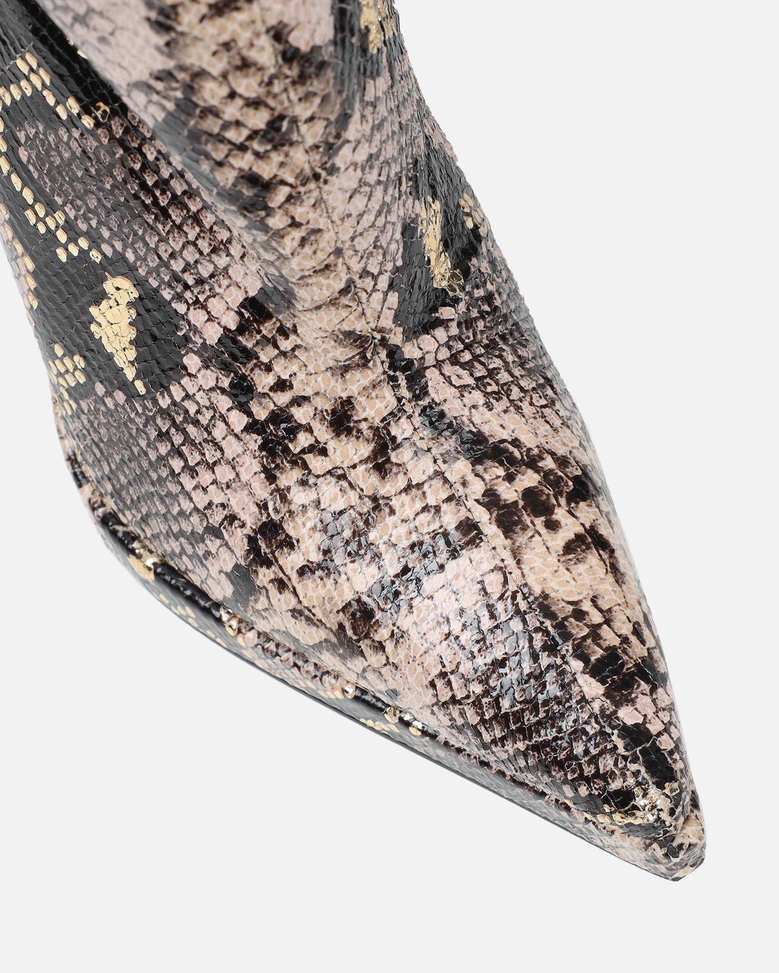 Bentoni Beige Snake Effect Knee Boots