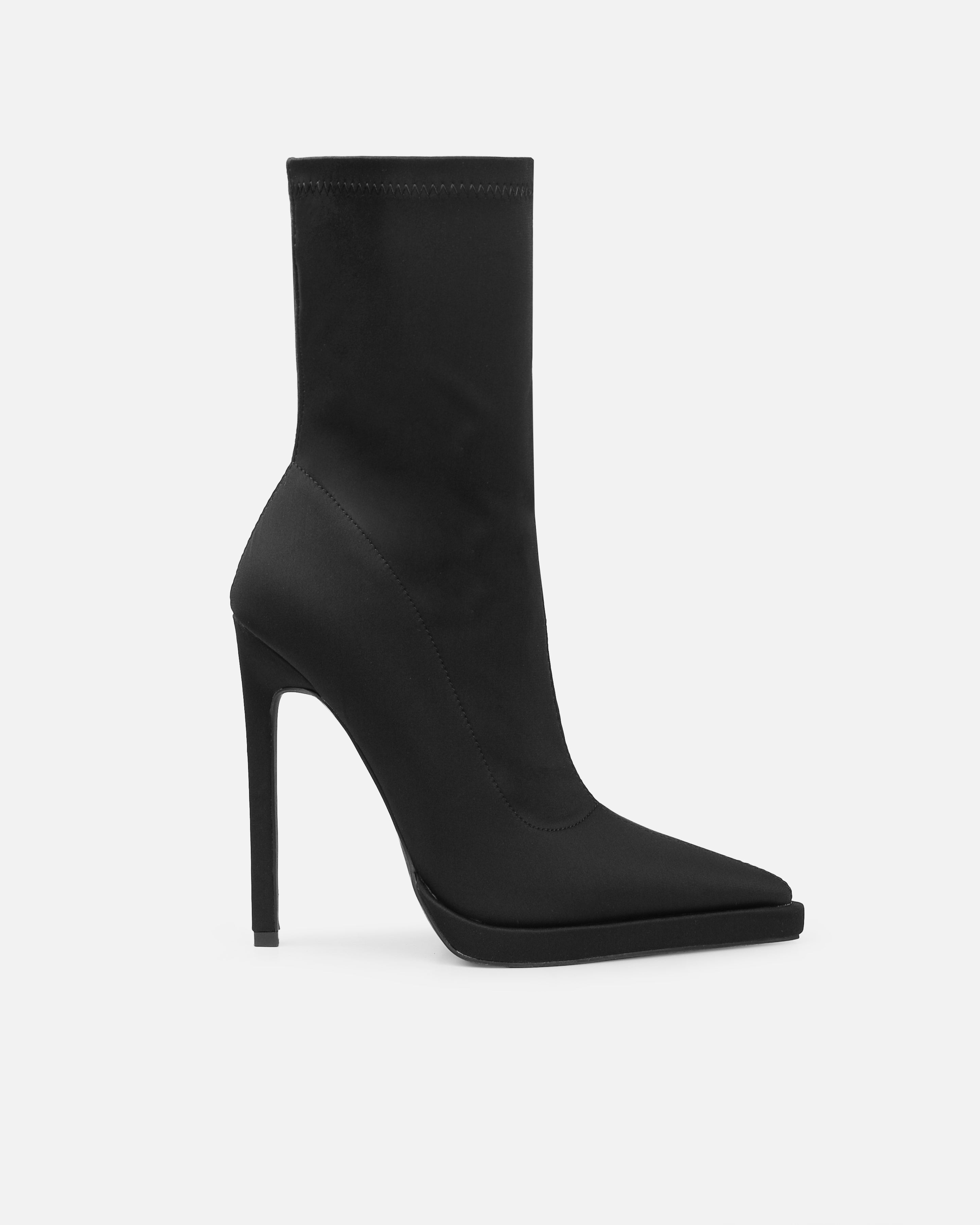 Lewin Black Lycra Pointed Stiletto Ankle Boots