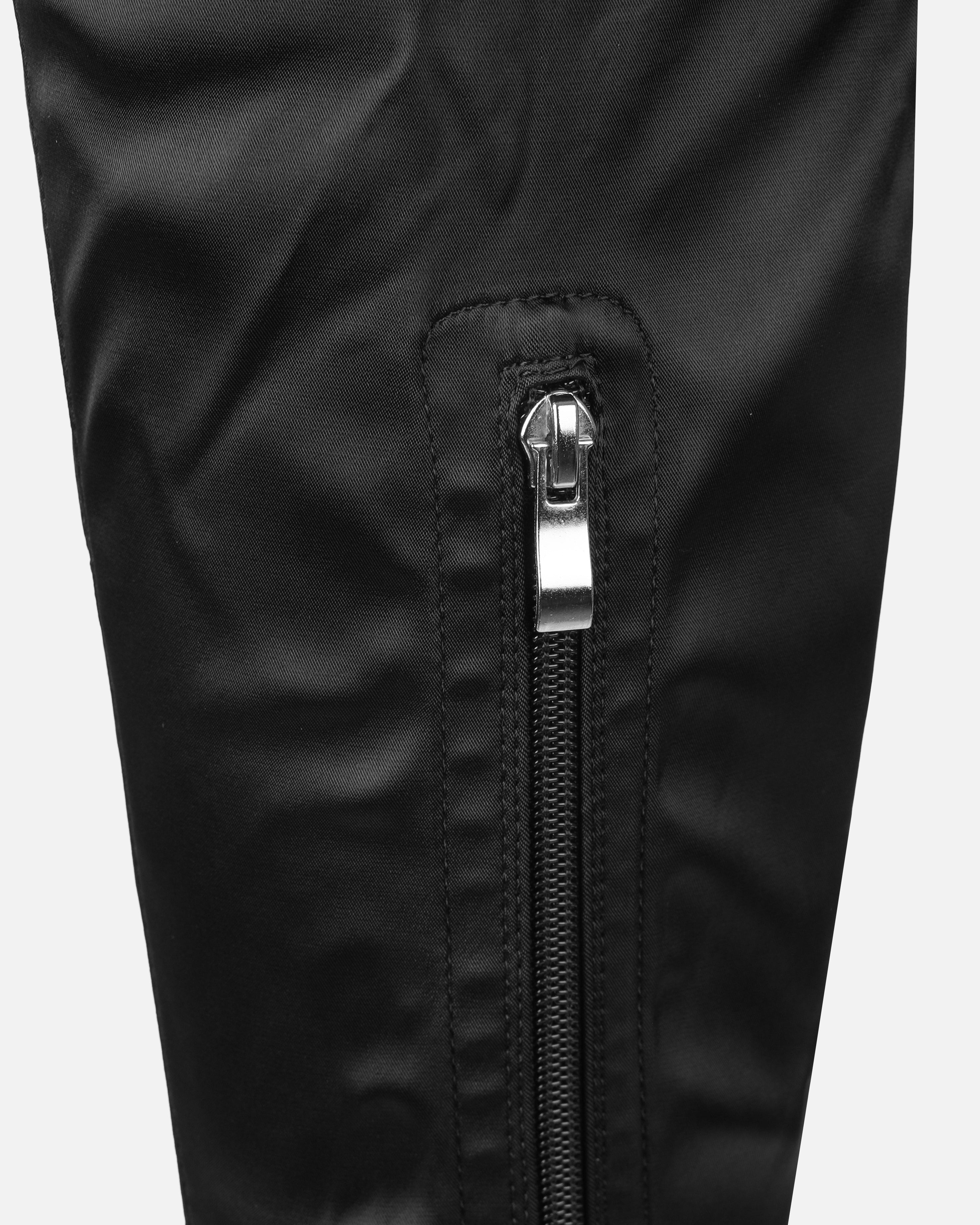 Lewie Black Stretch Satin Pointed Toe Stiletto Thigh High Boots