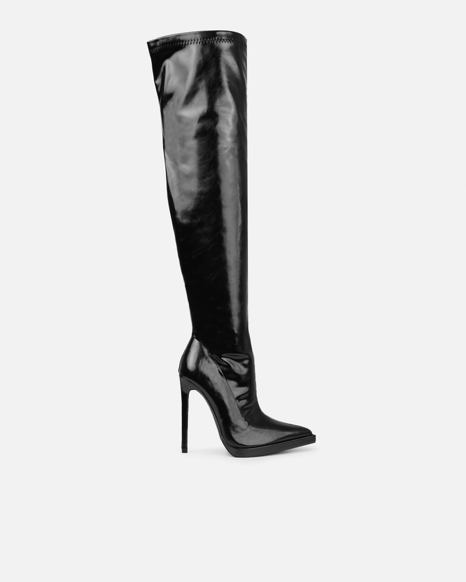 Lewie Black Stretch Over The Knee Boots