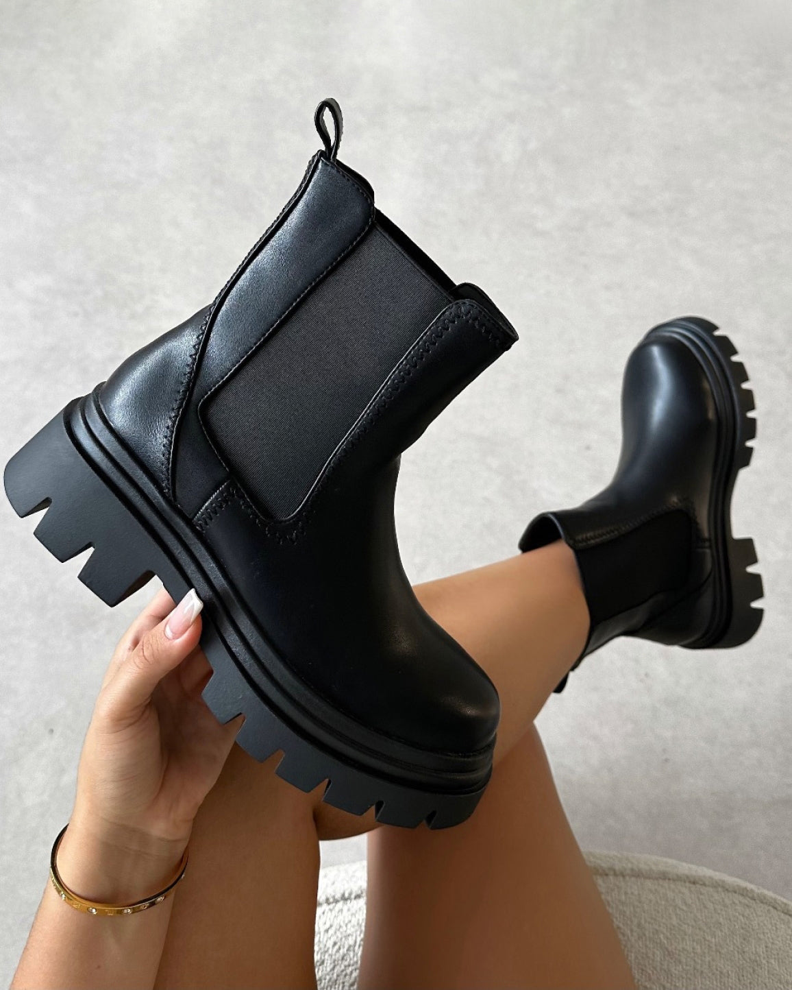 Darwen Black Chunky Ankle Boots