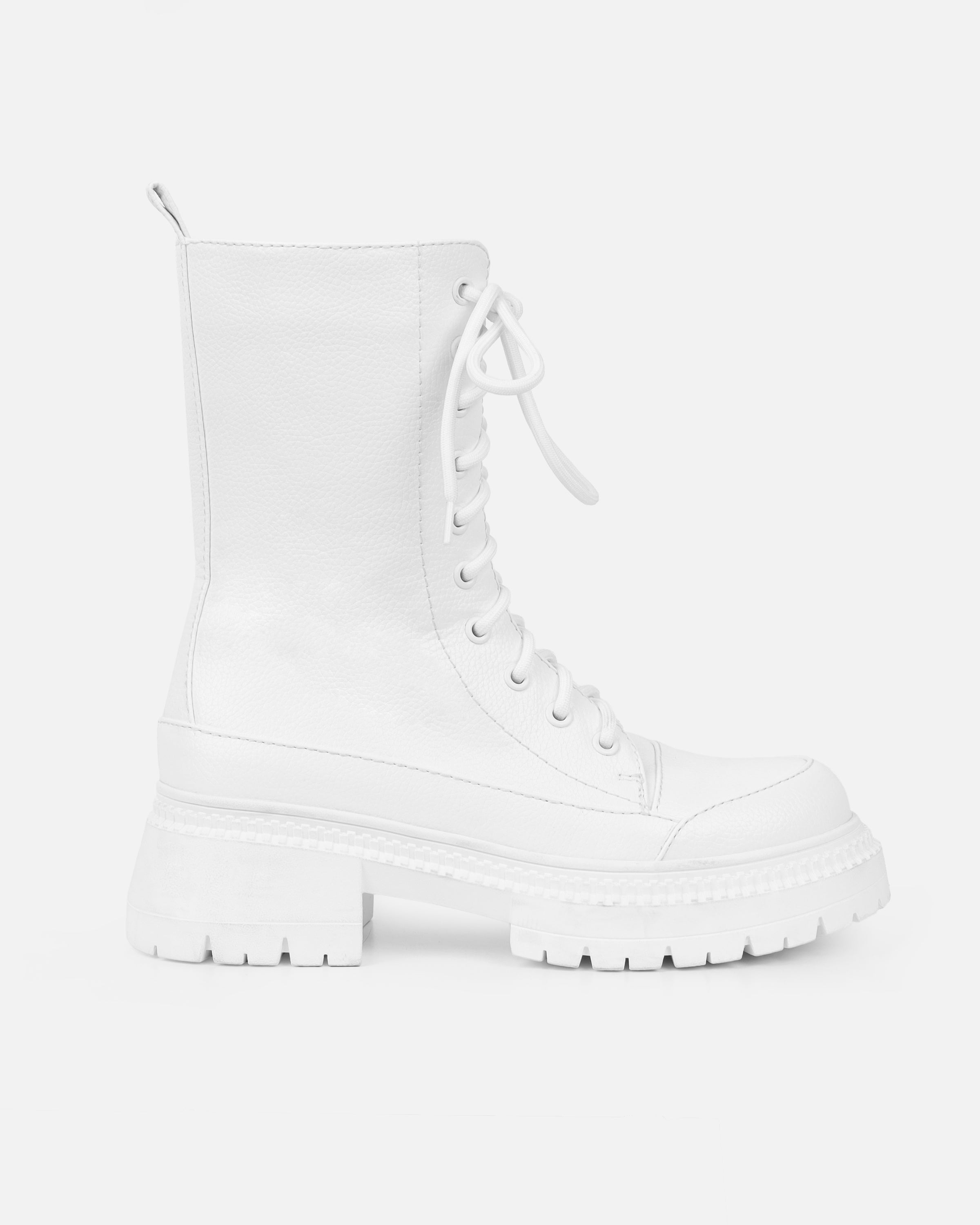 Luke White Lace Up Chunky Boots
