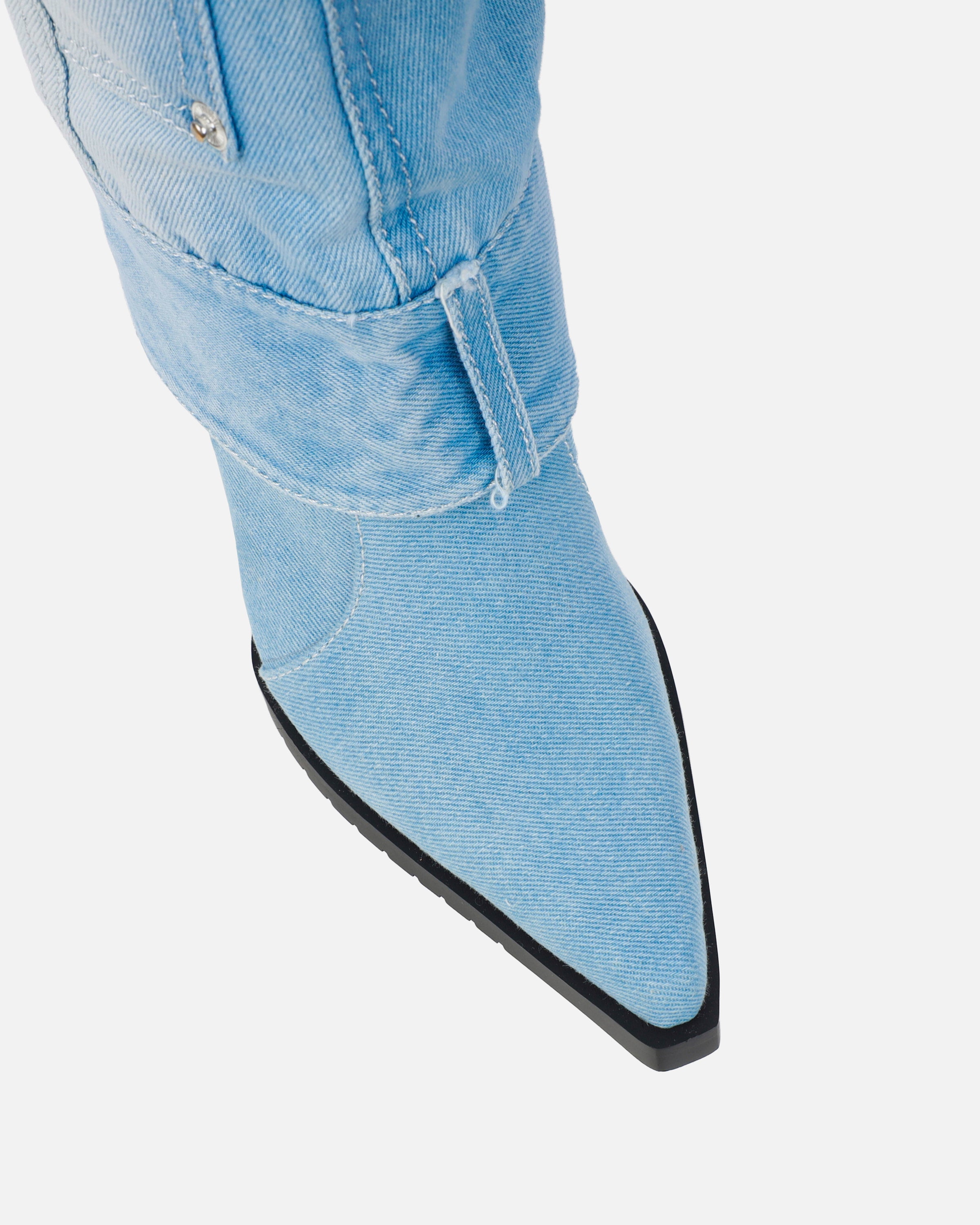 Lynxx Denim Blue Fold Over Western Boots