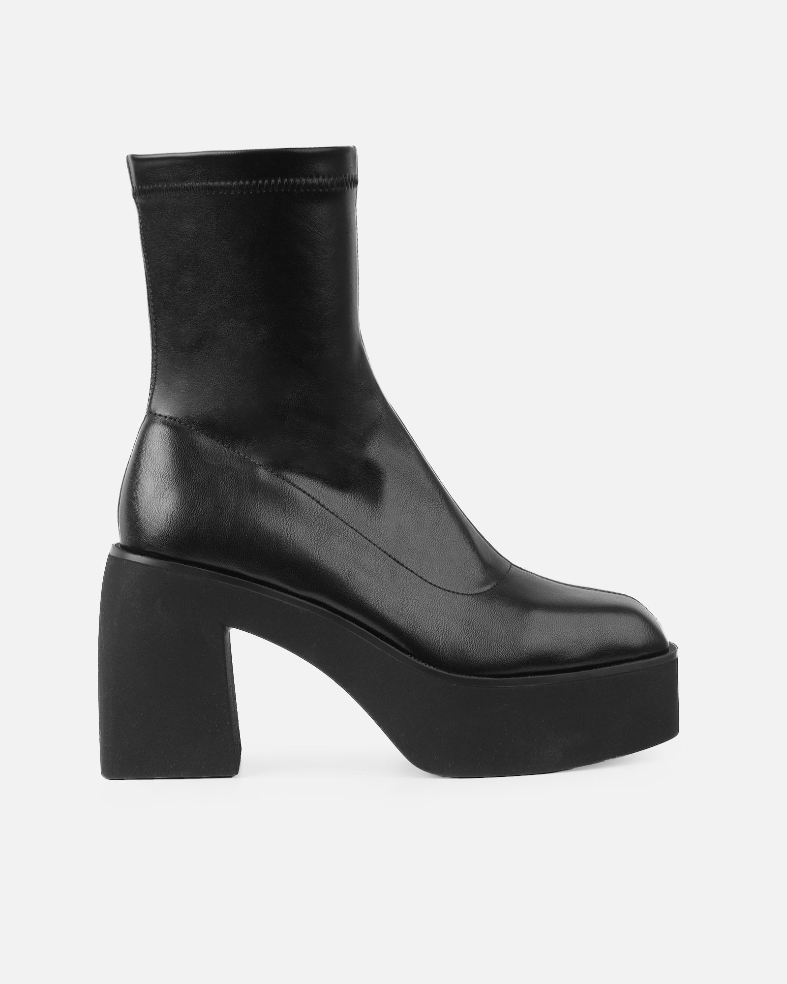 Manuella Black Pu Ankle Boots