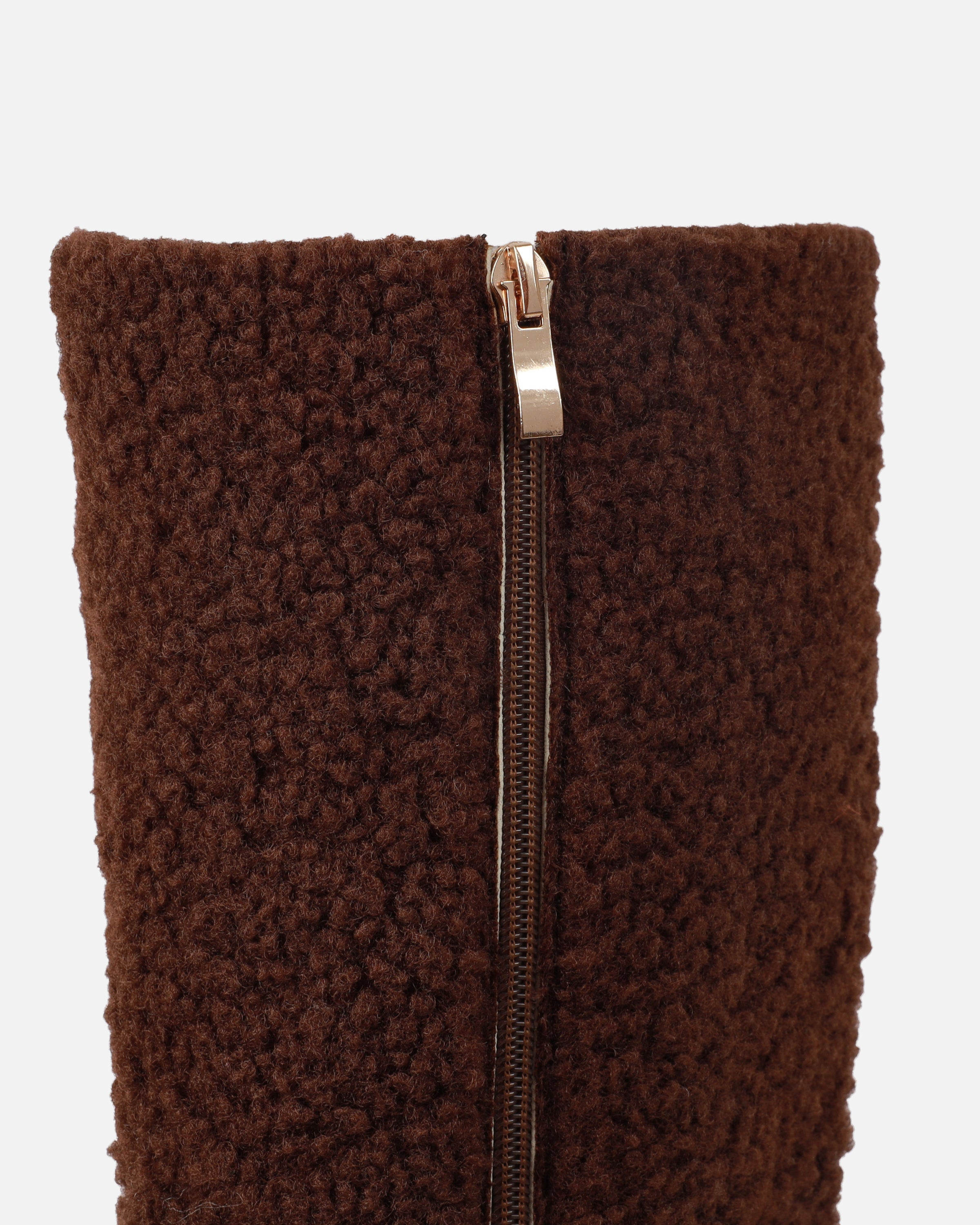 Cayman Brown Teddy Faux Fur Platform Boots