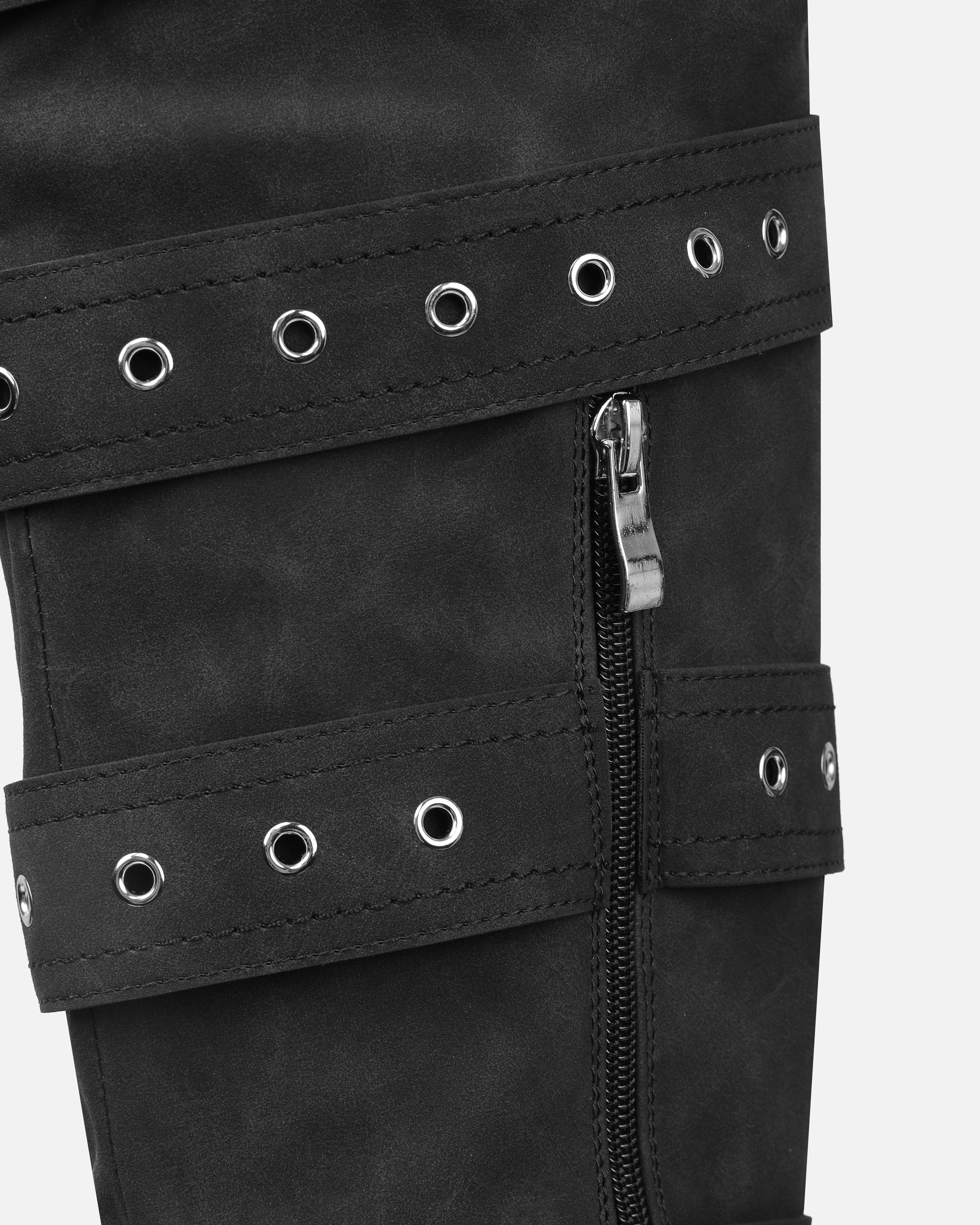 Maxton Black Nubuck Multi Buckle Thigh High Boots