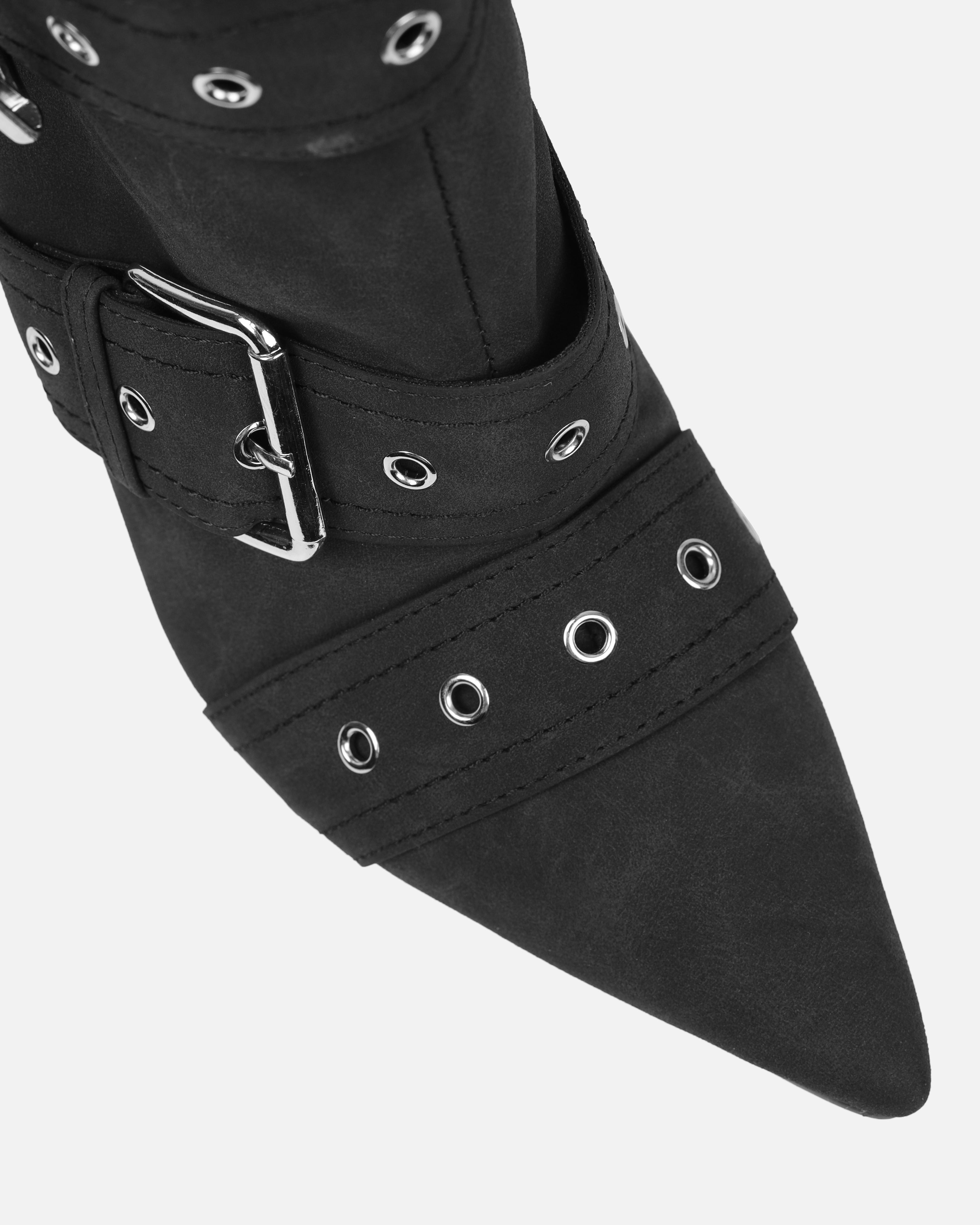 Maxton Black Nubuck Multi Buckle Thigh High Boots