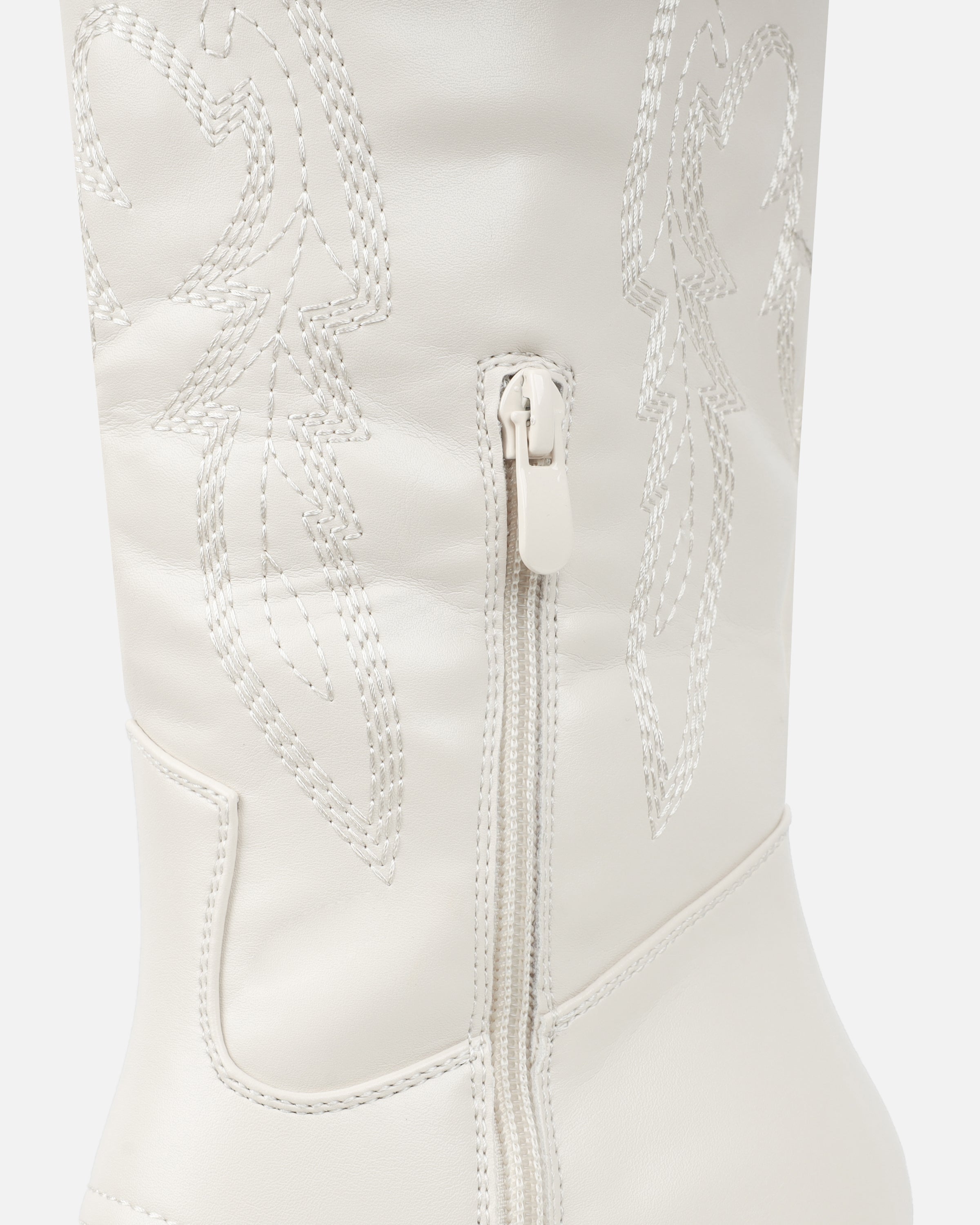 Millan Cream Block Heel Calf Western Boots