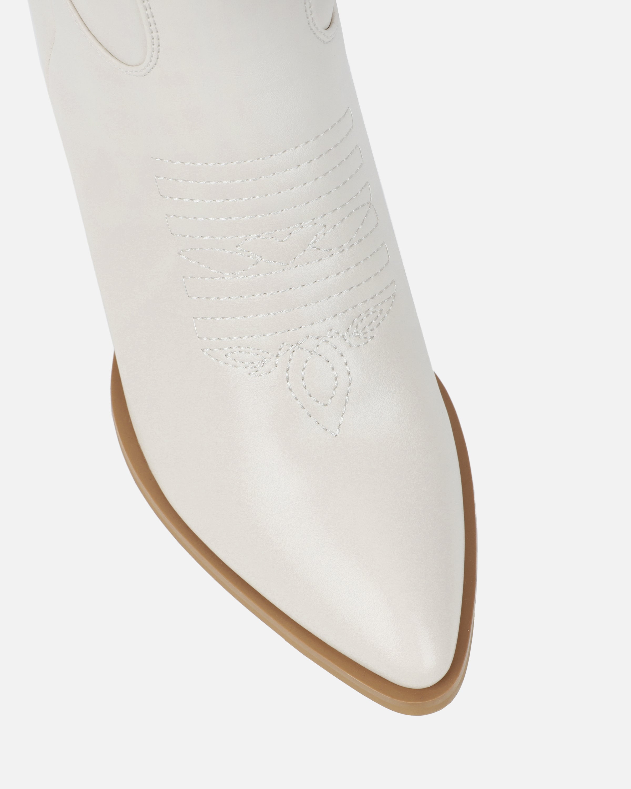 Millan Cream Block Heel Calf Western Boots