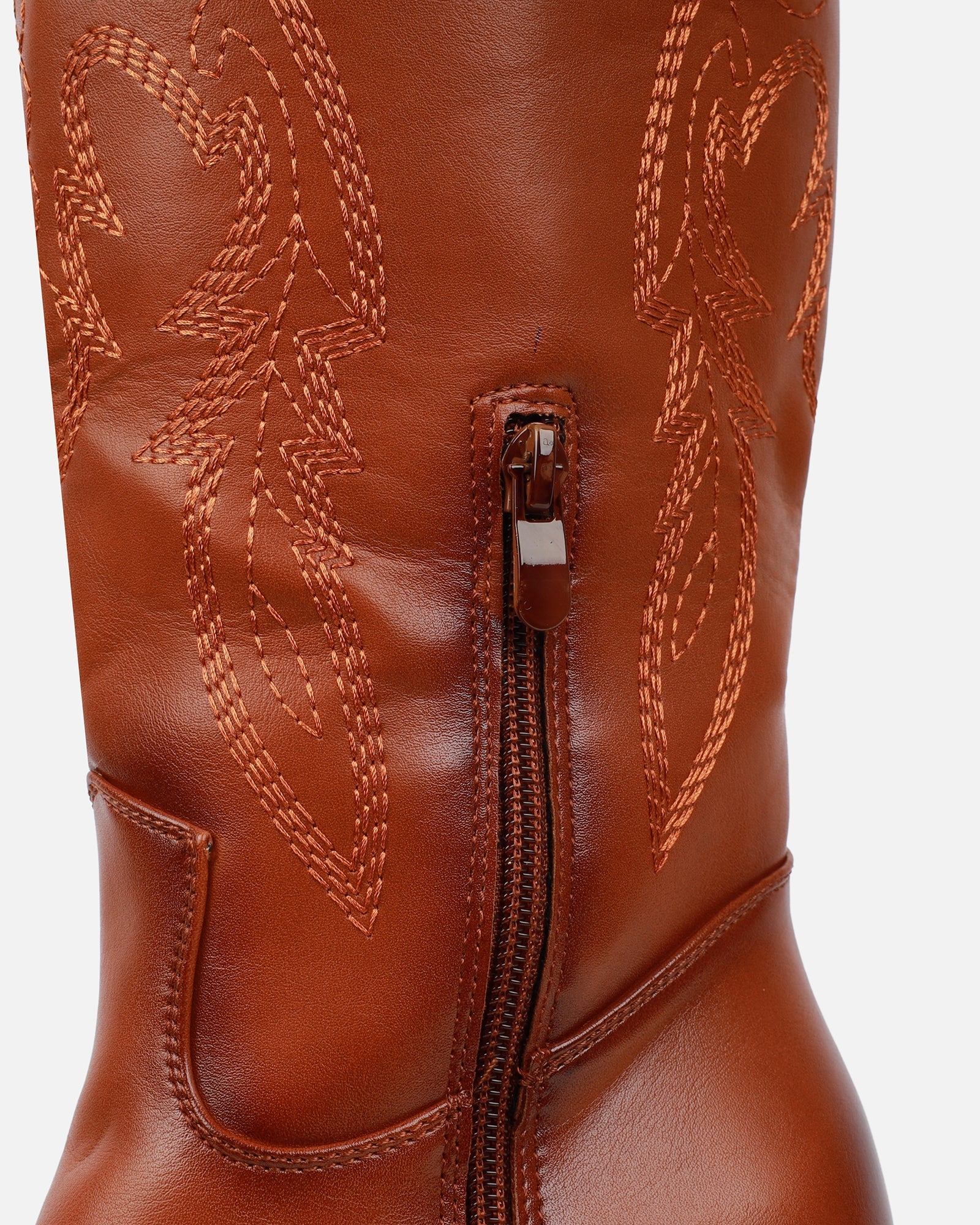 Millan Tan Block Heel Calf Western Boots