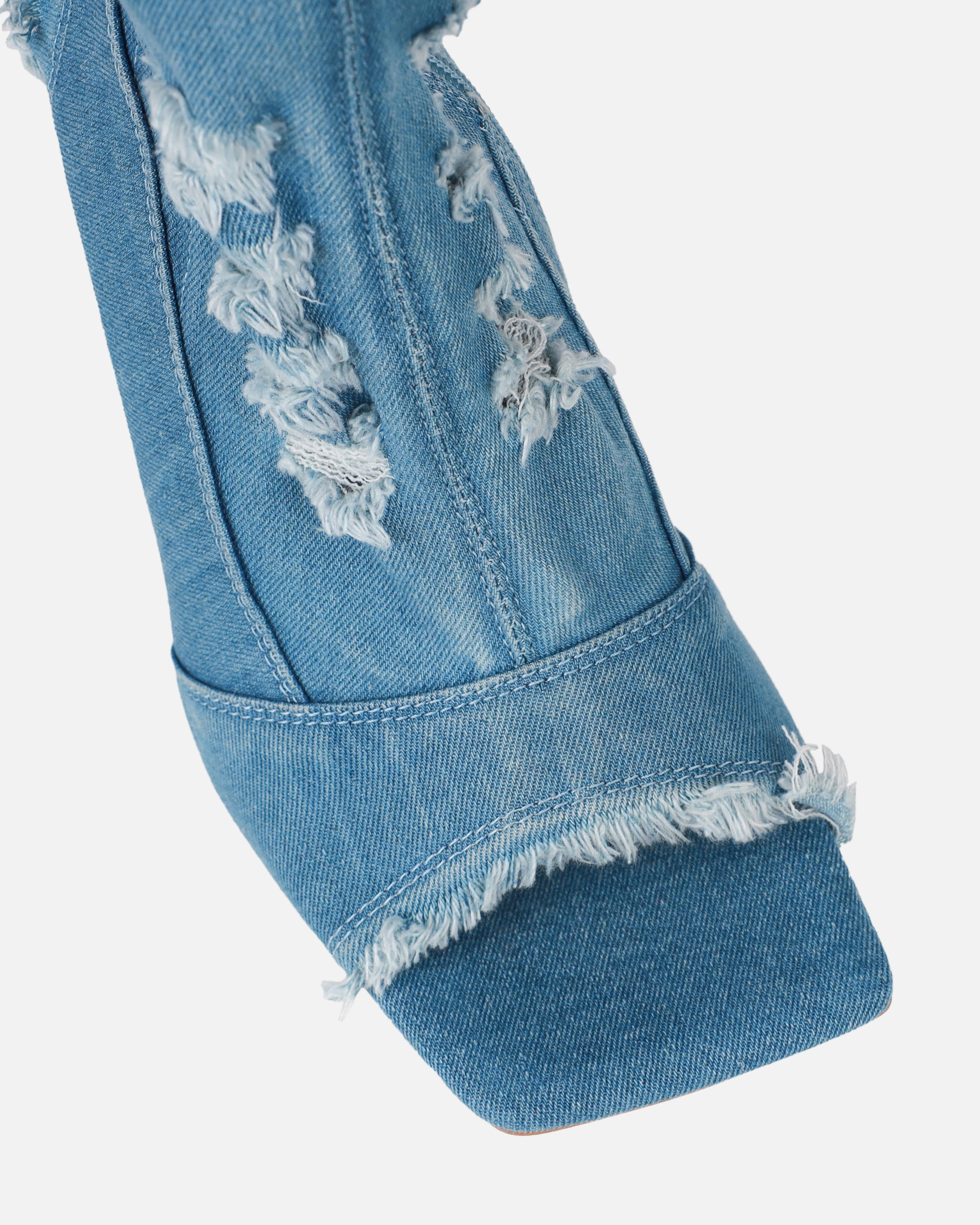 Andreas Blue Denim Open Toe Stiletto Ankle Boots