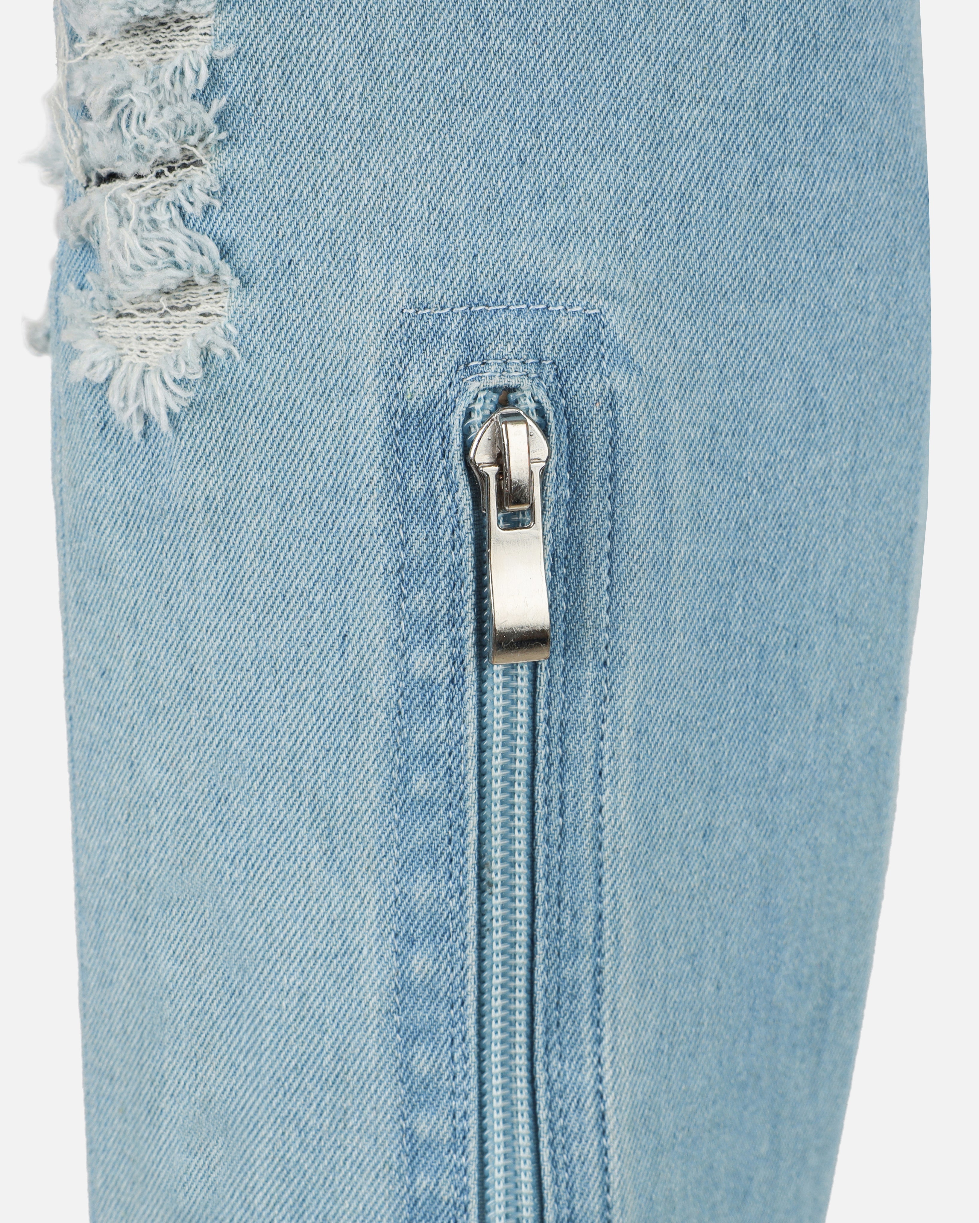 Dimitri Blue Denim Open Toe Stiletto Thigh High Boots