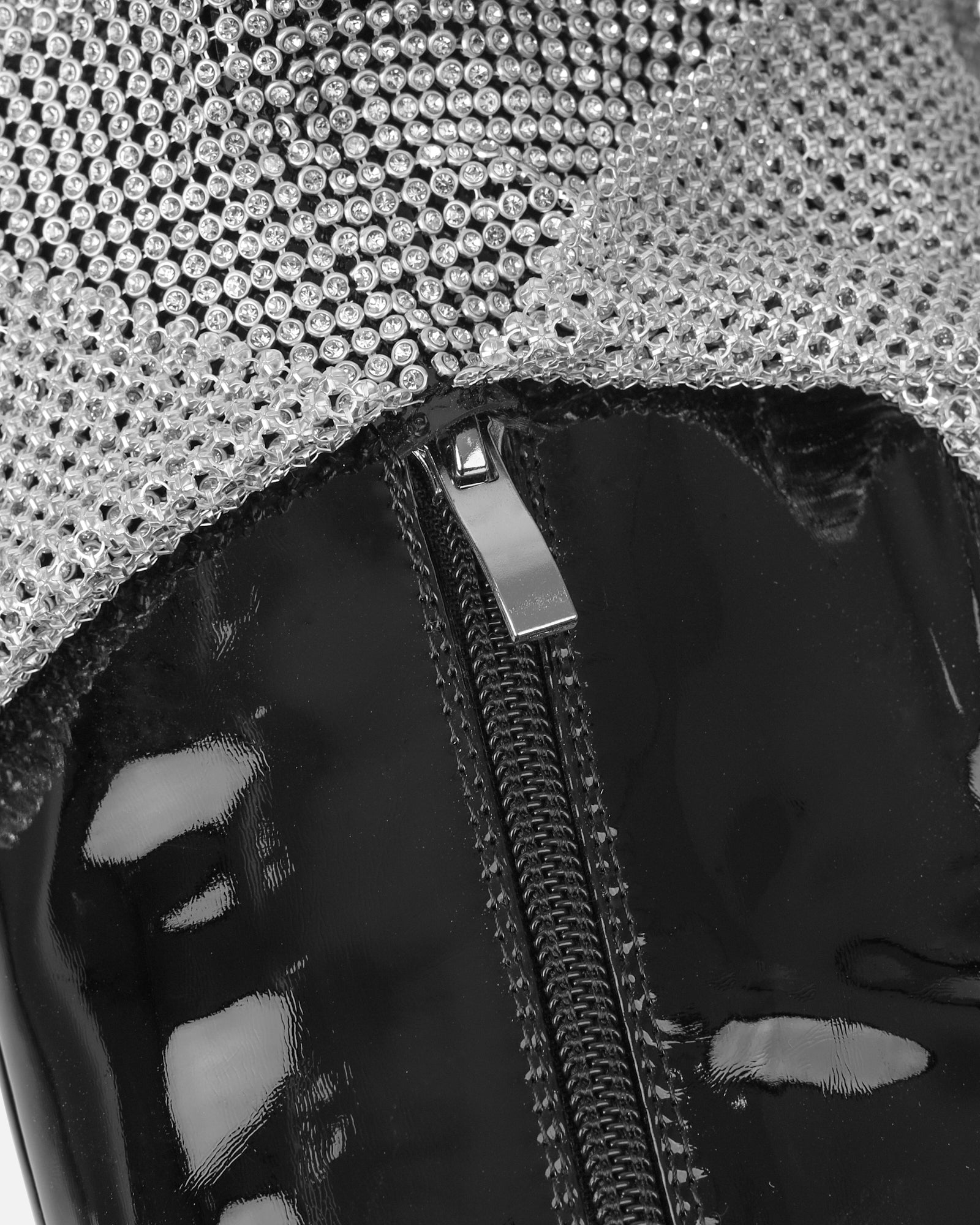 Alaskar Black Patent Diamante Heeled Sandals