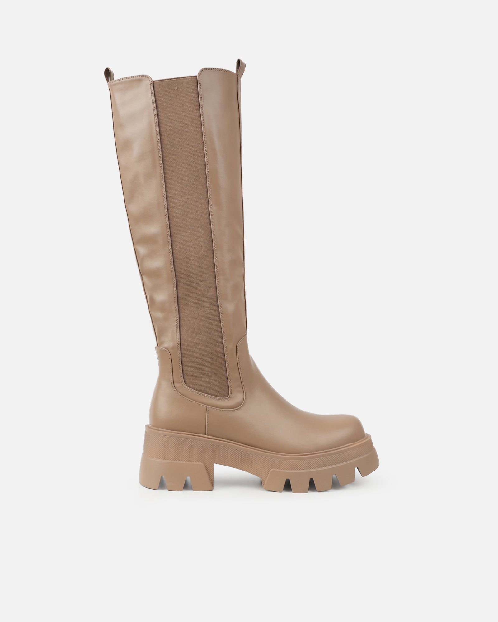 Myles Beige Fat Over the Knee Boots