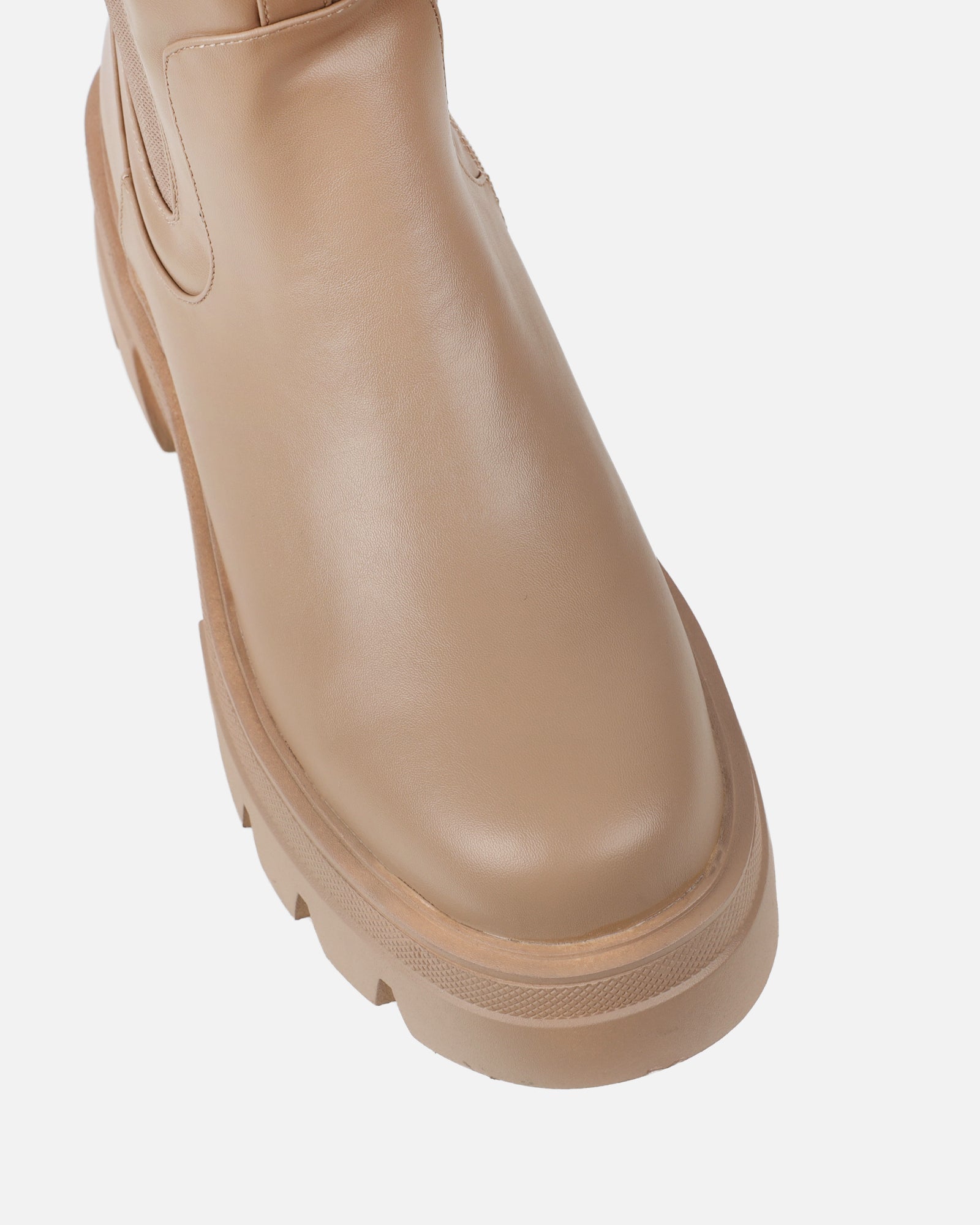 Myles Beige Fat Over the Knee Boots