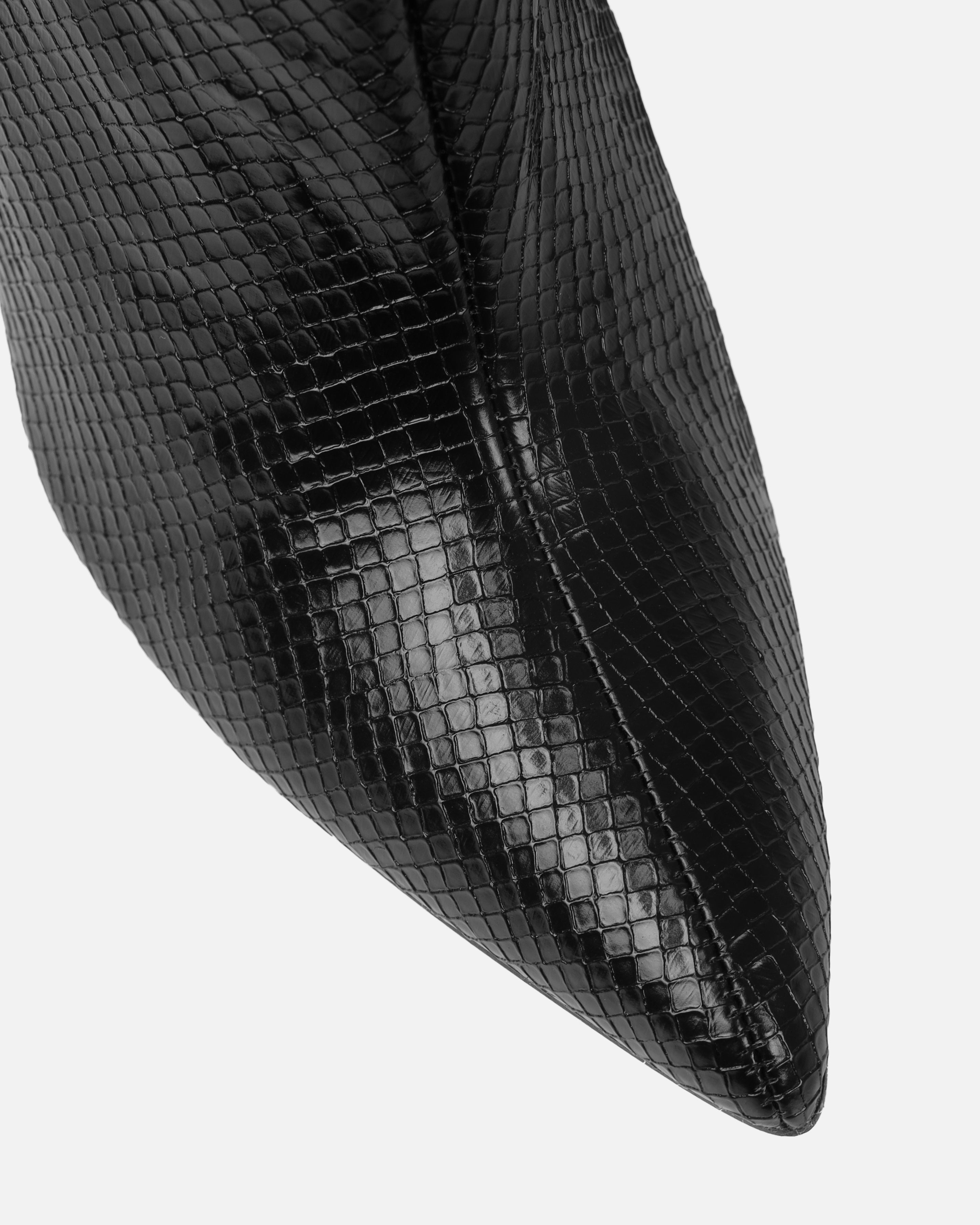 Nash Black Faux Snake Print Stiletto Knee High Boots