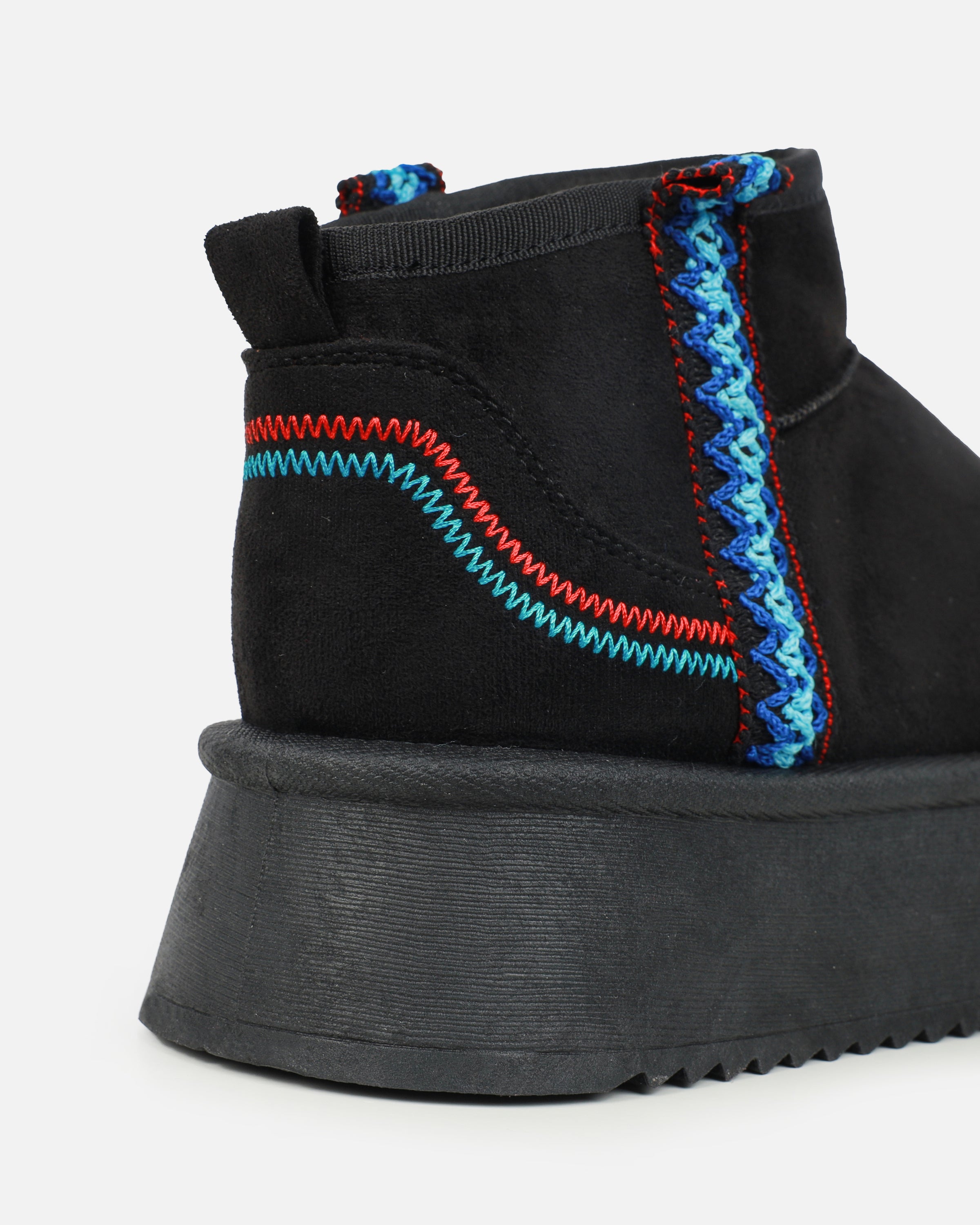 Louie Black Faux Suede Flatform Boots