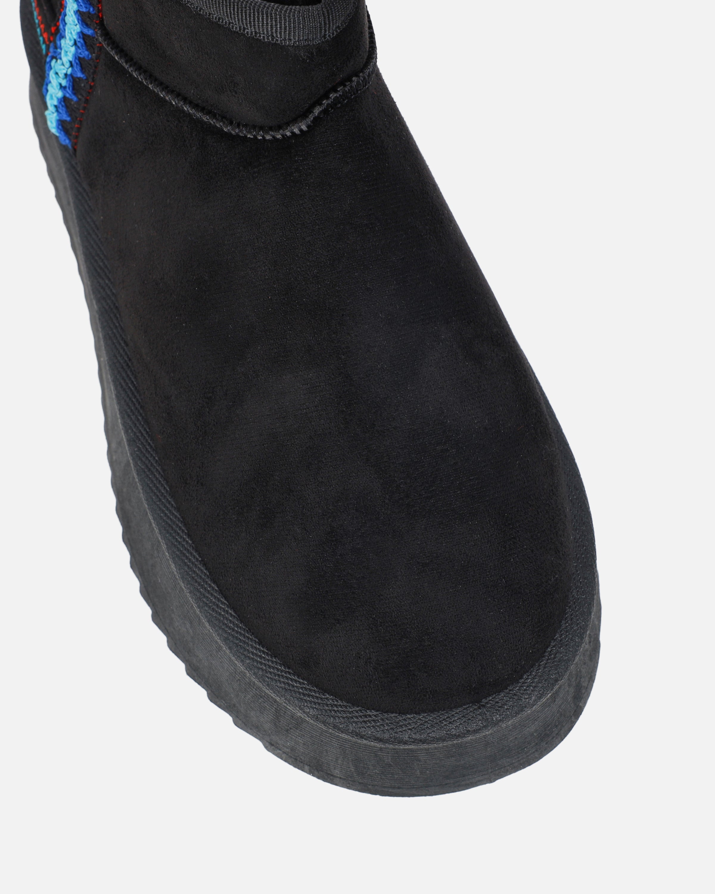 Louie Black Faux Suede Flatform Boots