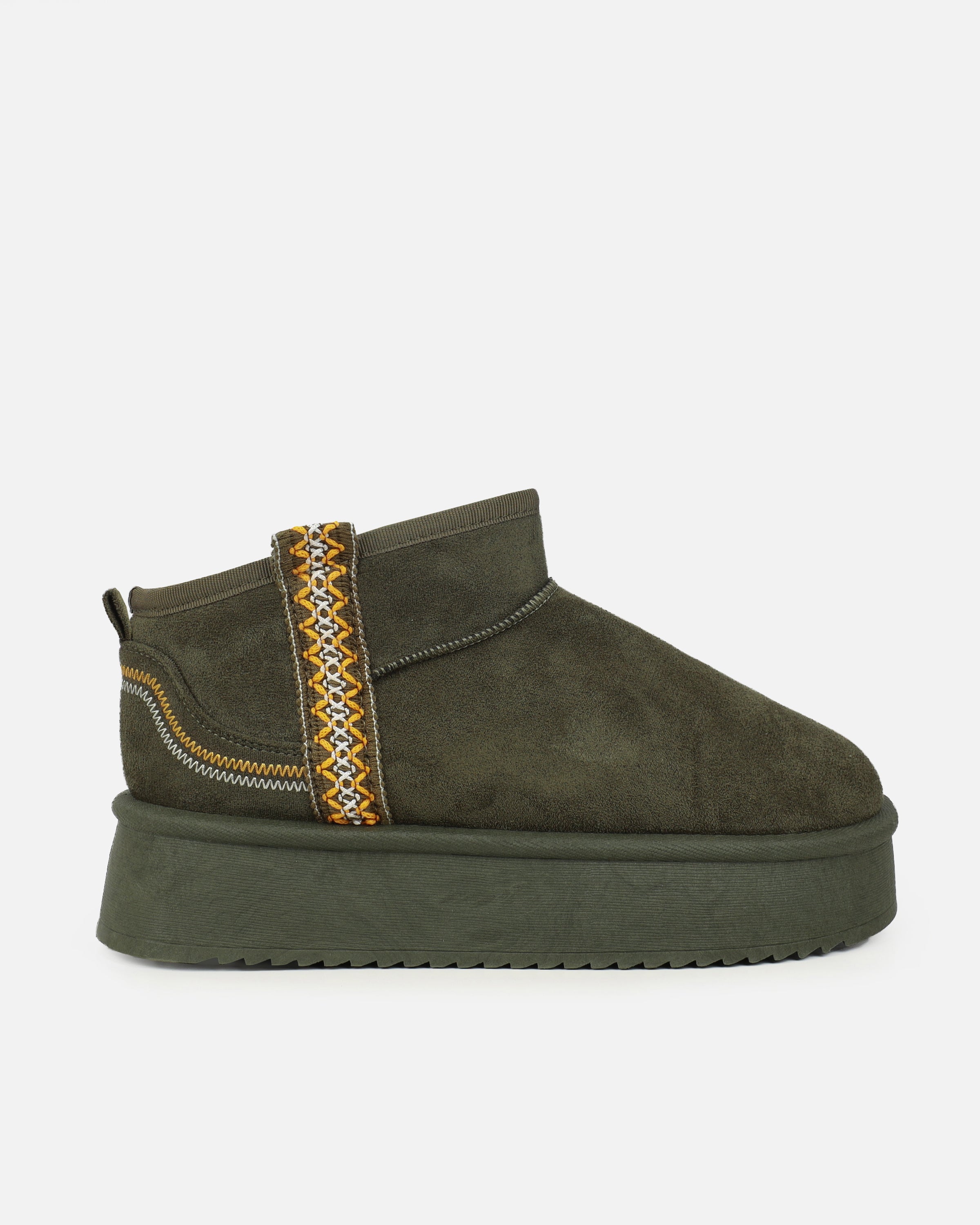 Louie Khaki Faux Suede Flatform Boots