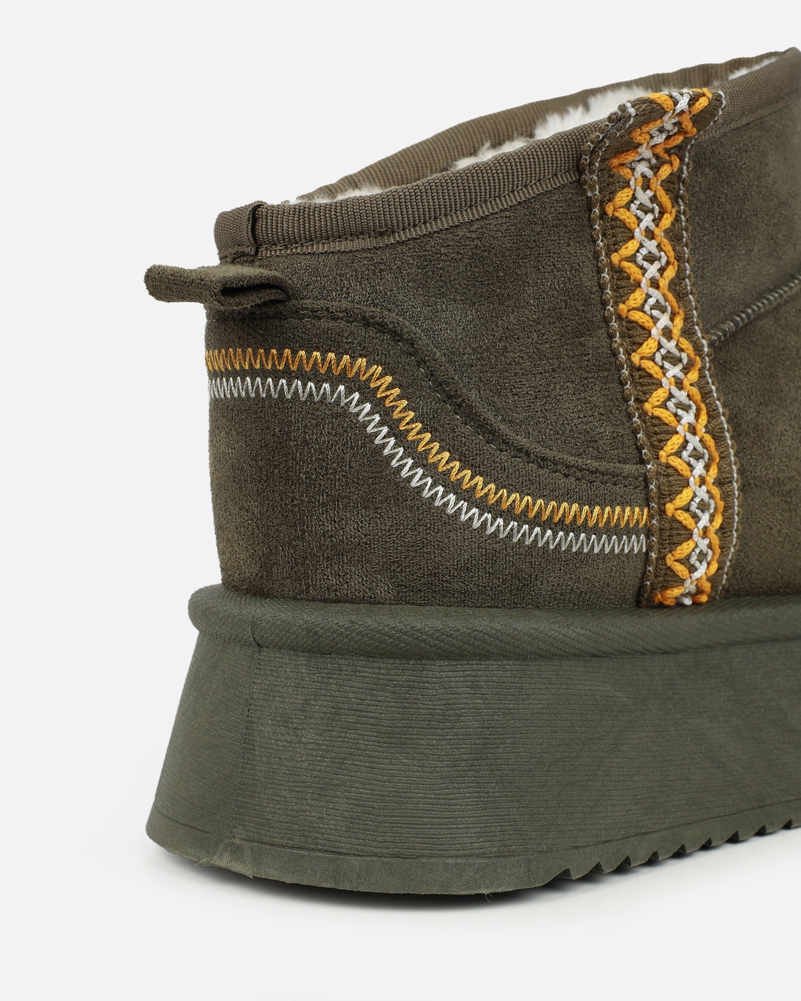 Louie Khaki Faux Suede Flatform Boots