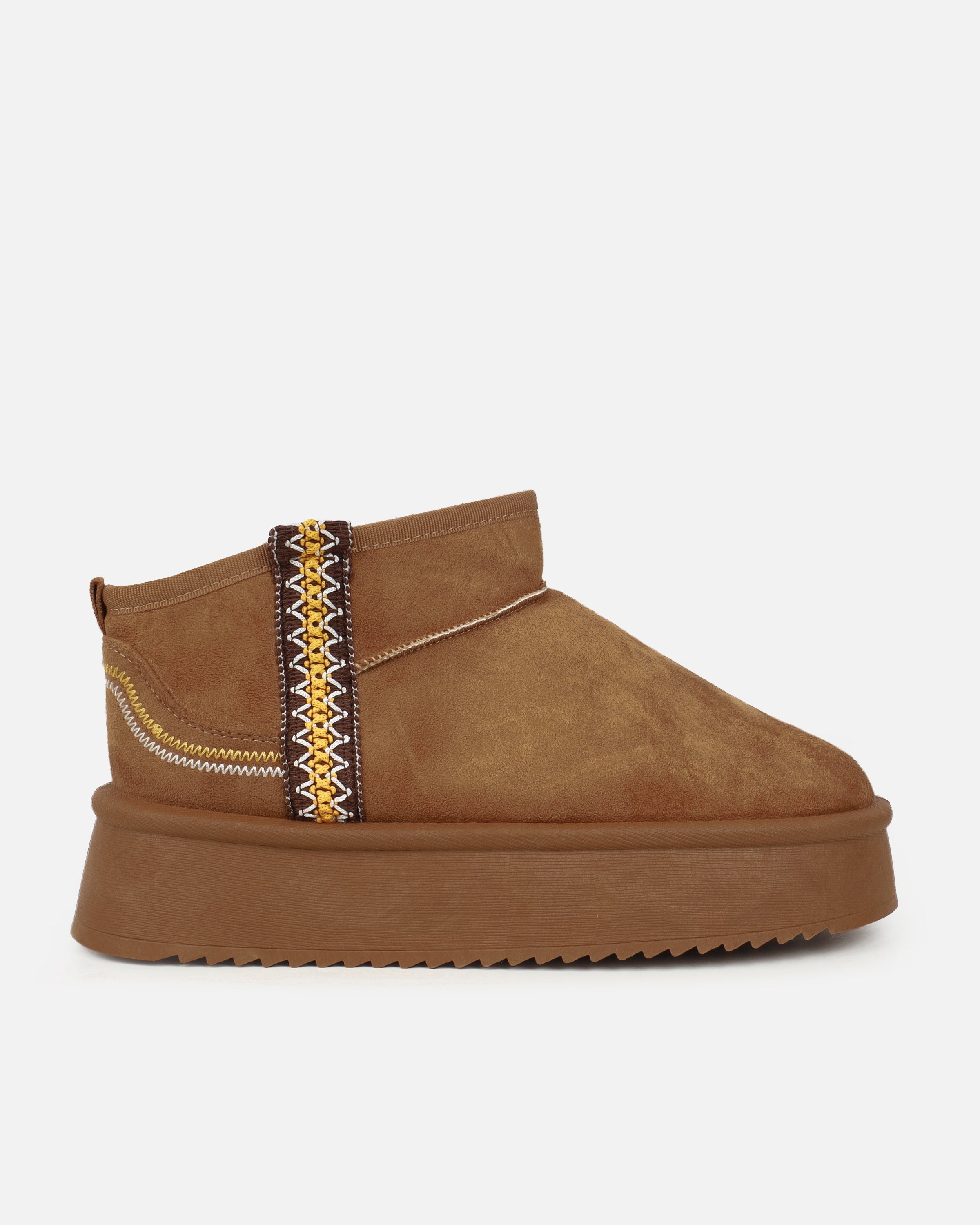 Louie Tan Faux Suede Flatform Boots