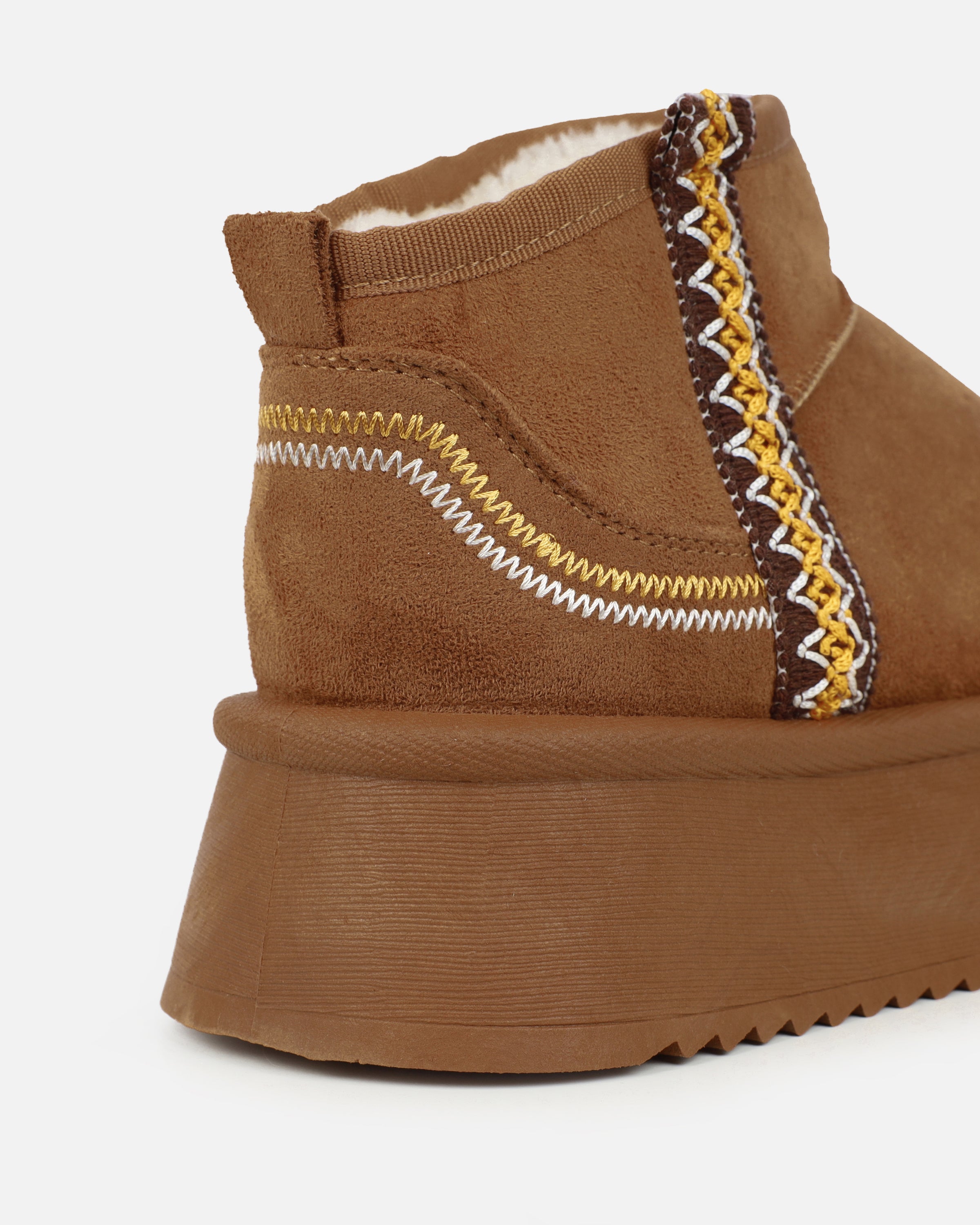 Louie Tan Faux Suede Flatform Boots