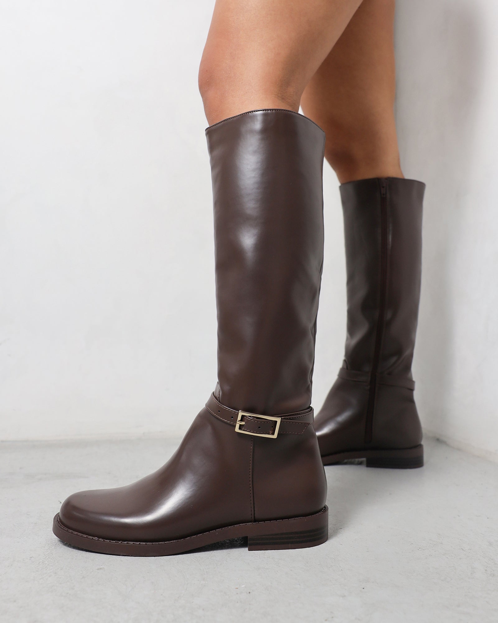 Oakleigh Chocolate Brown Box Smart Knee Boots