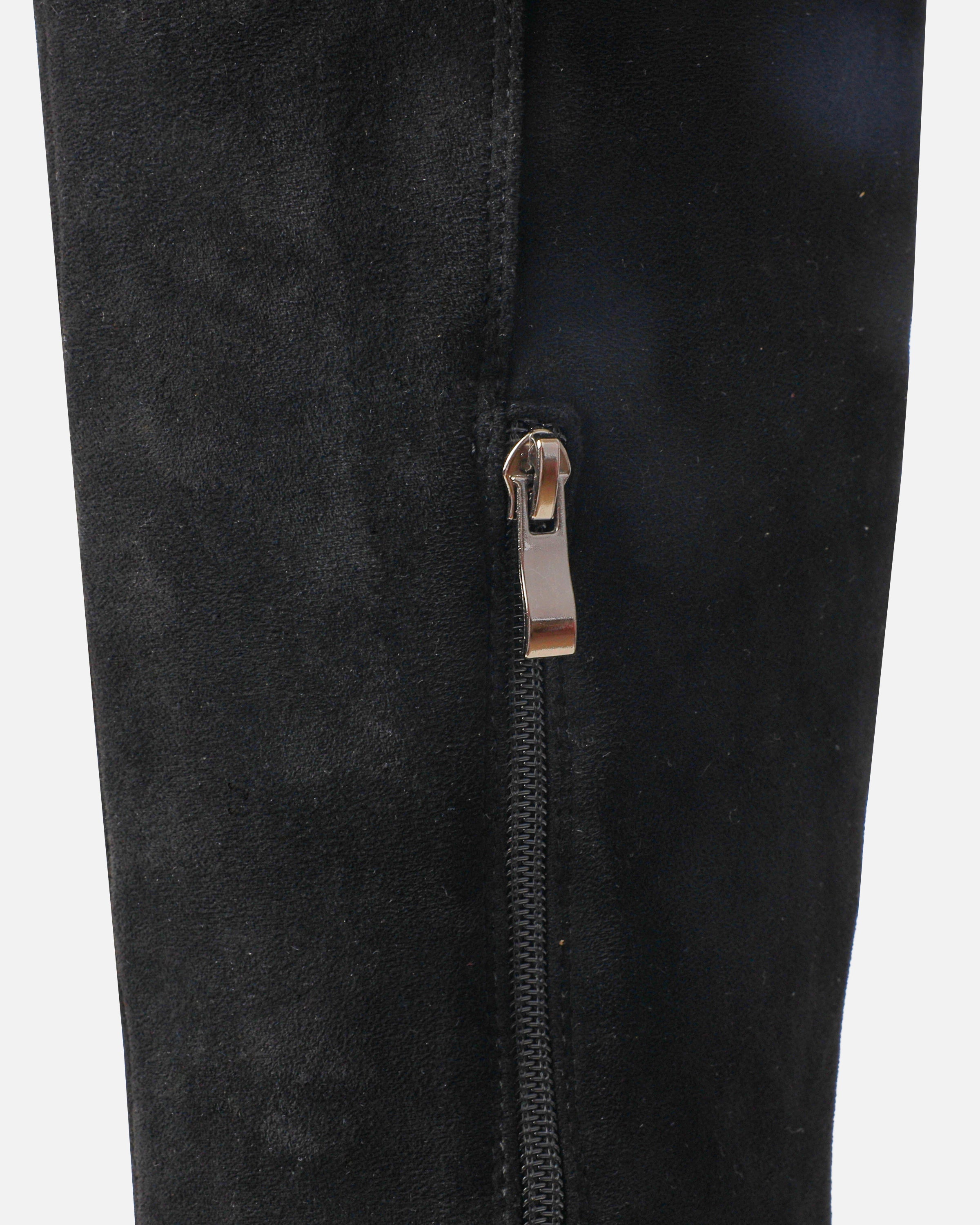 Obama Black Faux Suede Fold Over Shearling Knee Boots