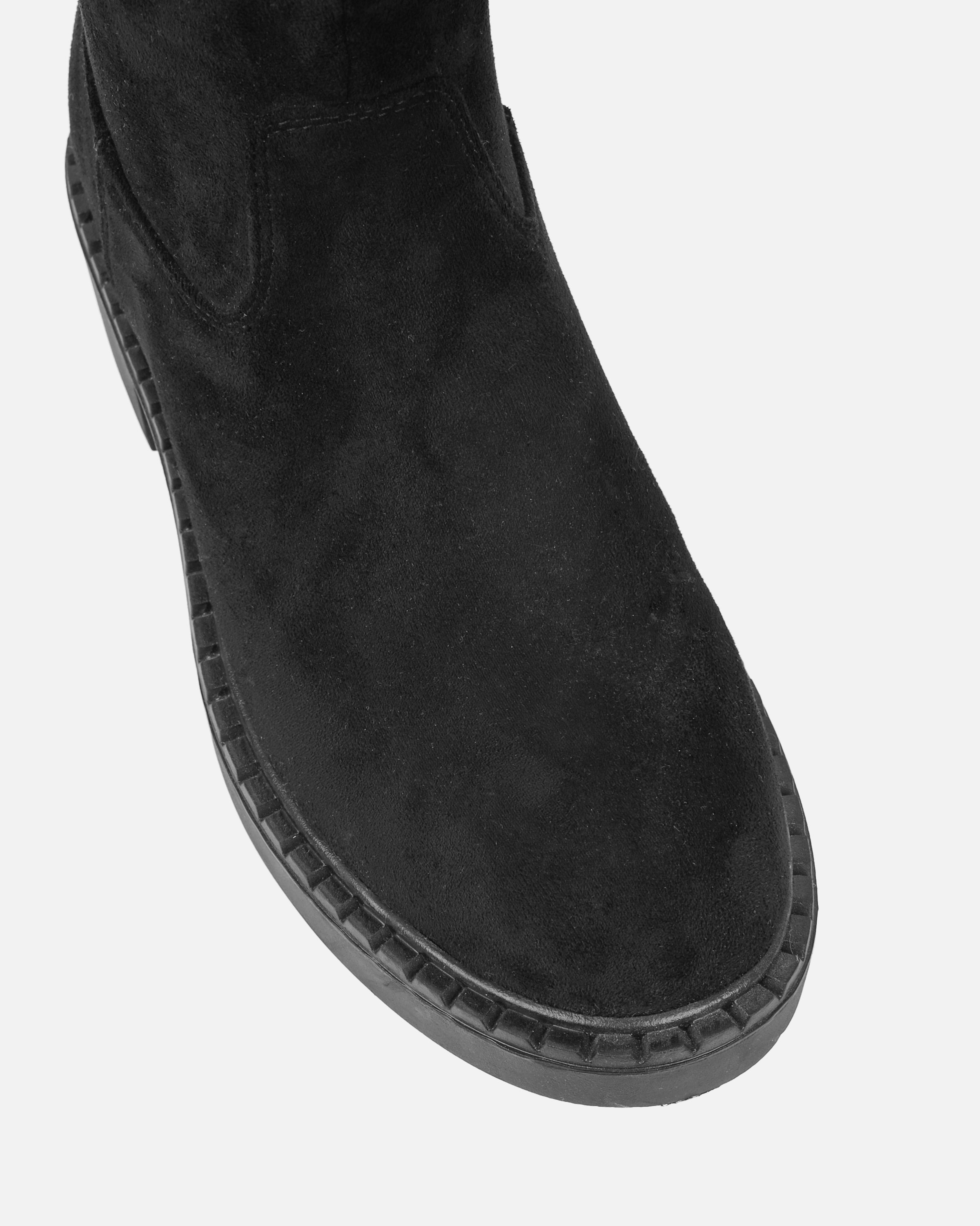 Obama Black Faux Suede Fold Over Shearling Knee Boots