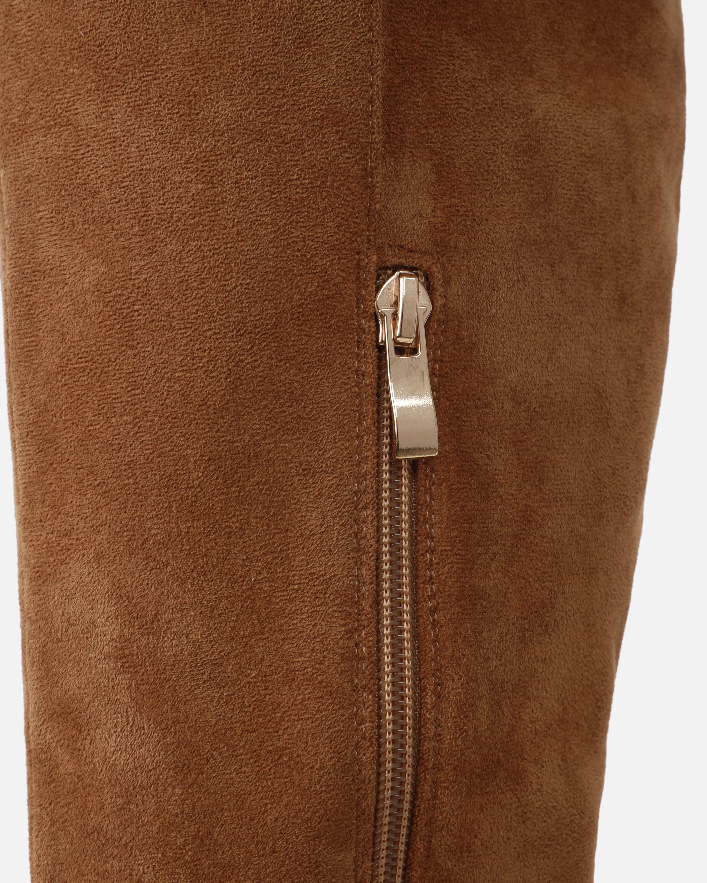 Obama Tan Faux Suede Fold Over Shearling Knee Boots
