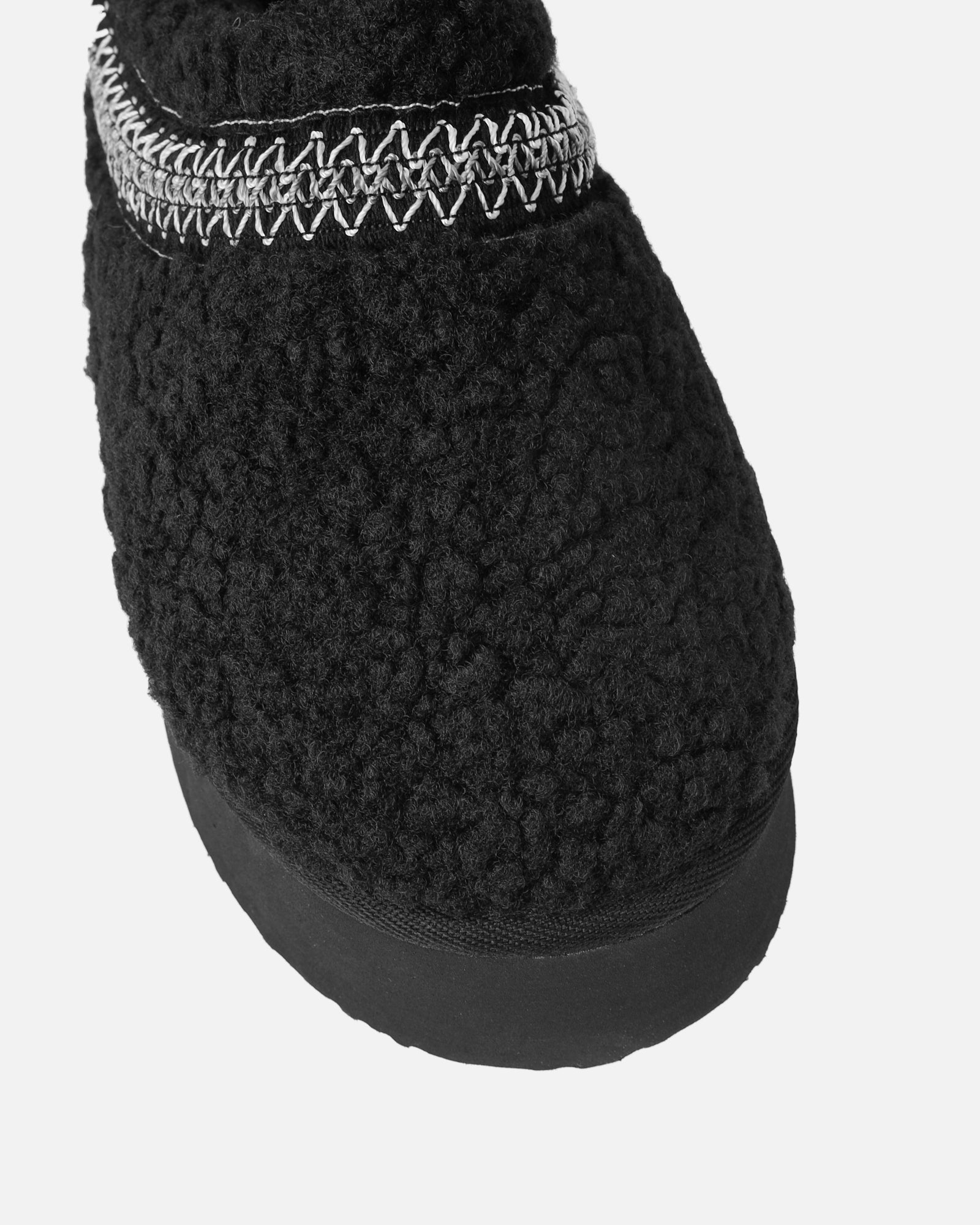 Oscar Black Teddy Faux Fur Flatform Slides