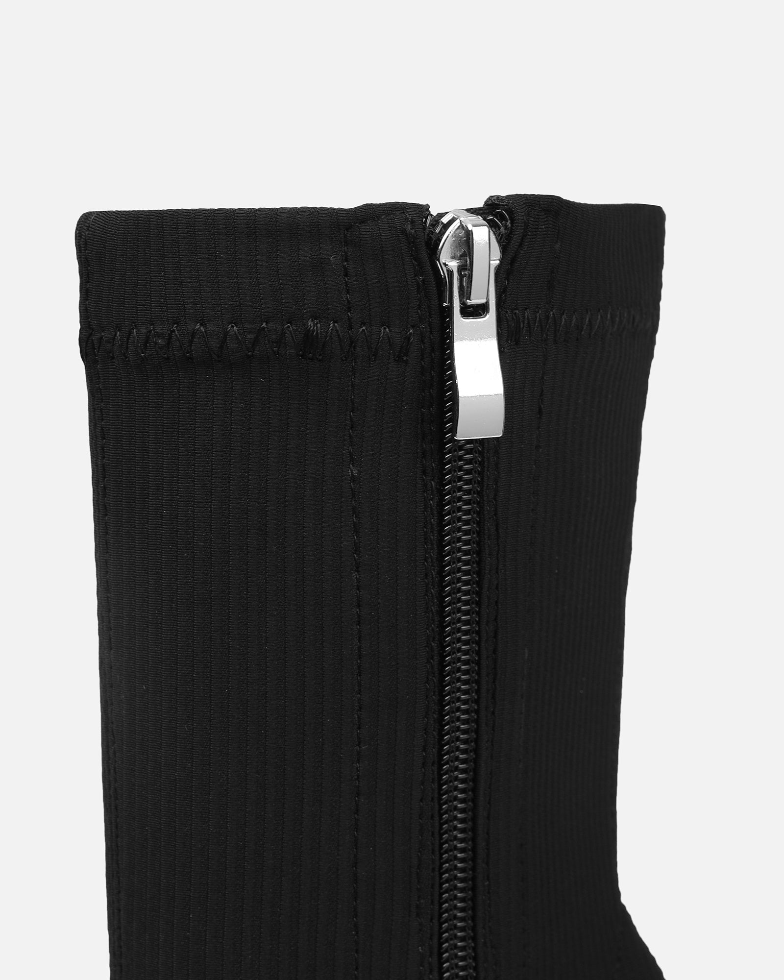 Huntley Black Ribbed Stretch Heeled Boots