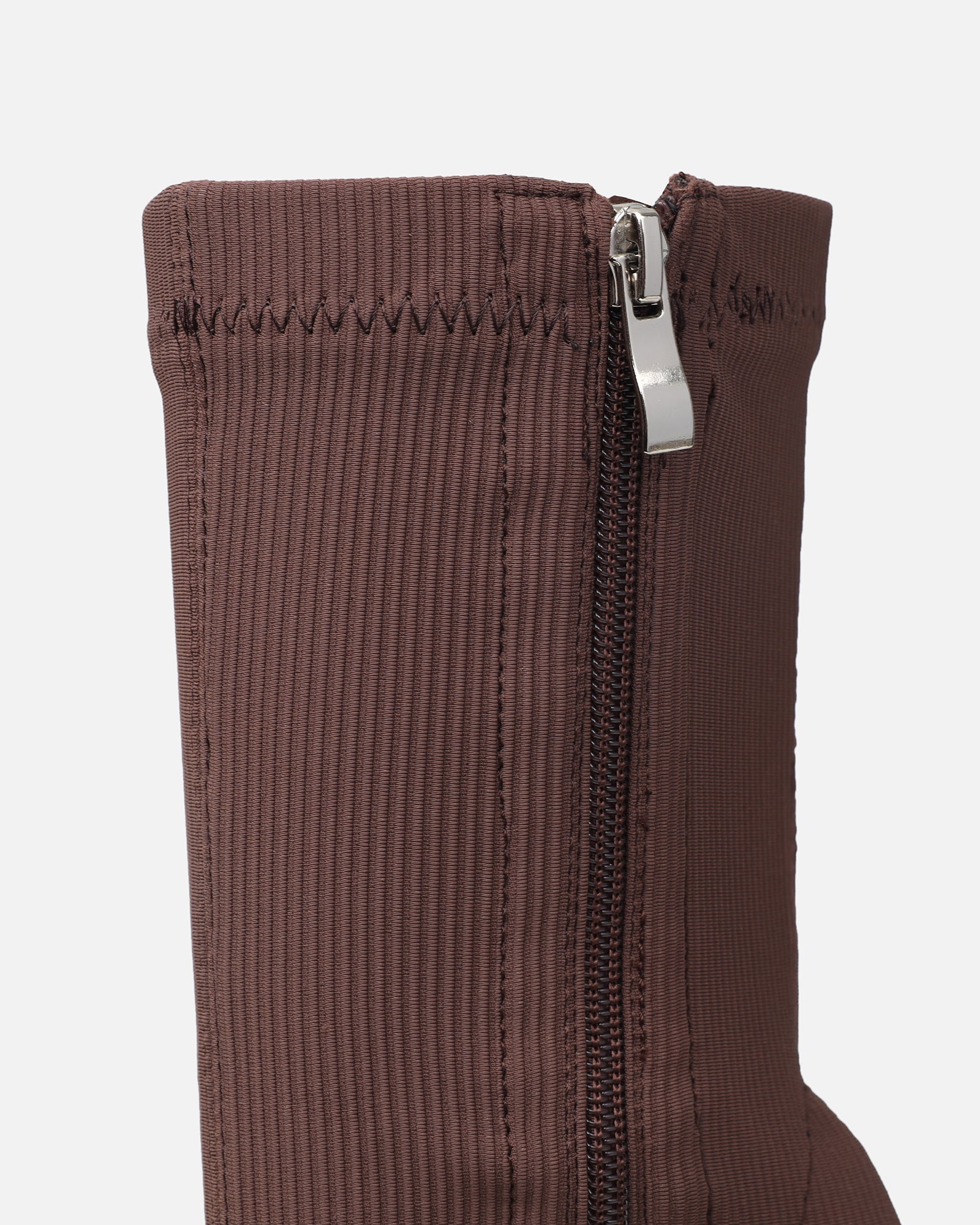 Huntley Chocolate Brown Ribbed Stretch Heeled Boots