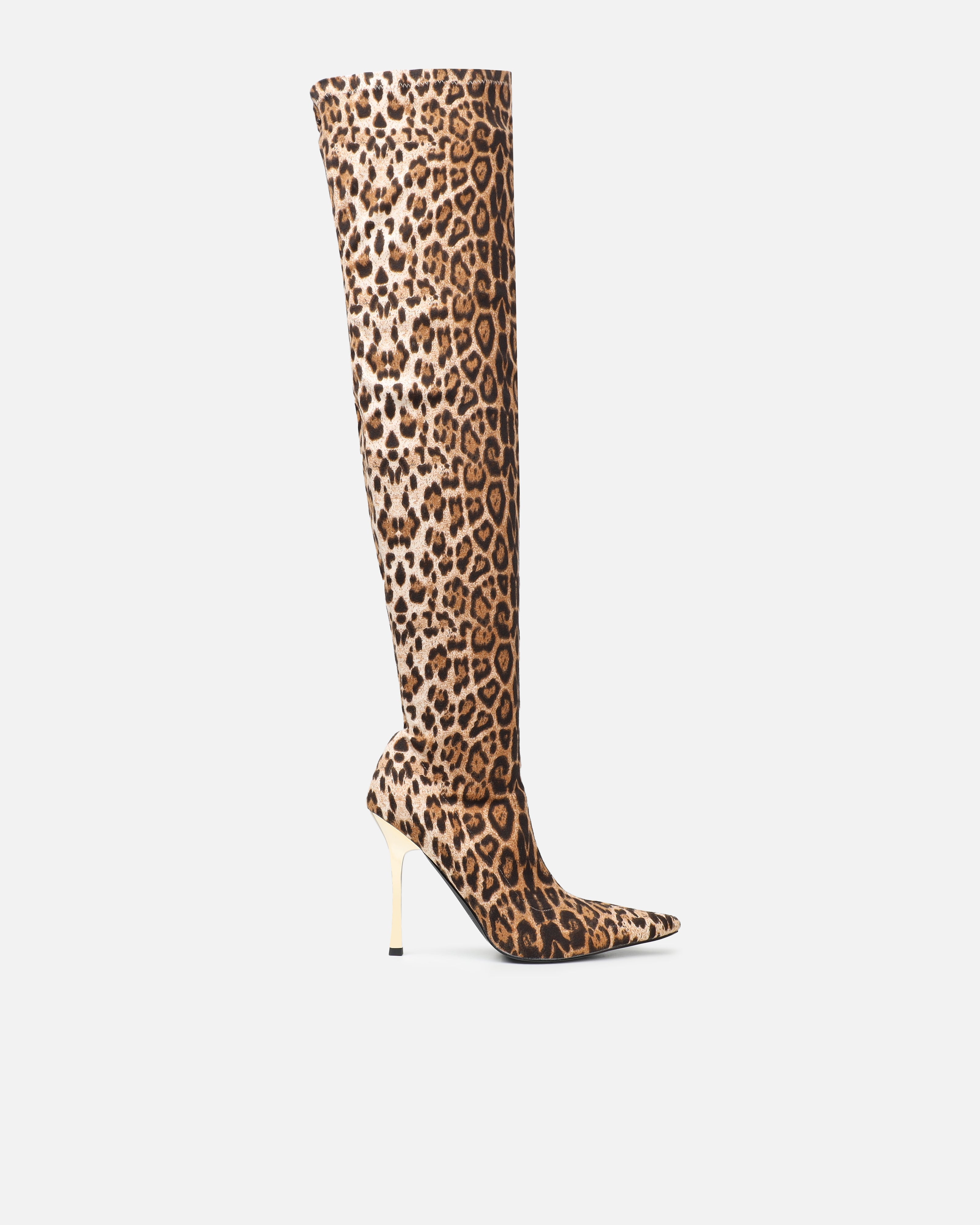 Lester leopard print stiletto over the knee boots