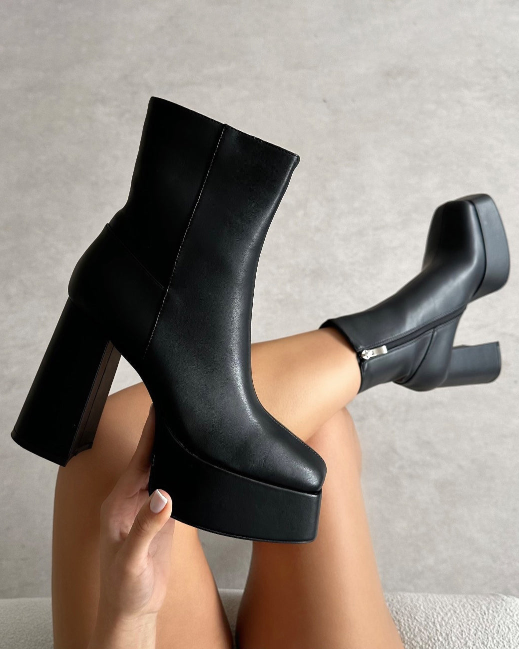 Pascal Black Platform Ankle Boots