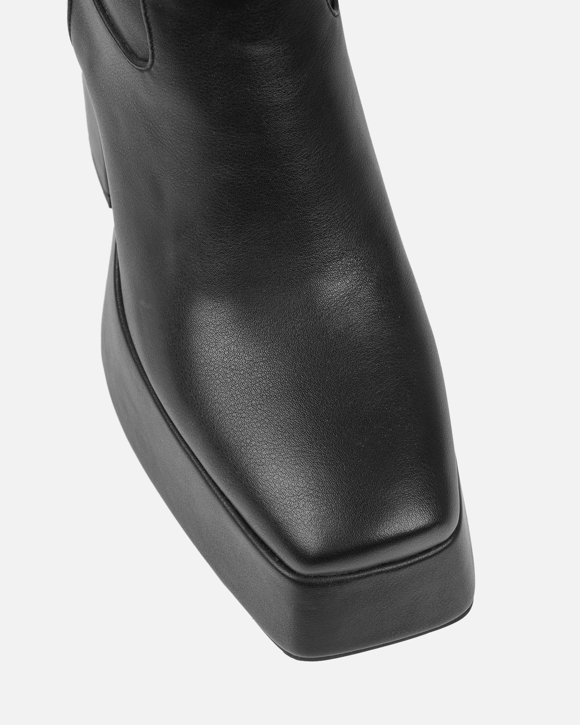 Caiden Black Platform Knee Boots With Faux Fur Turnover