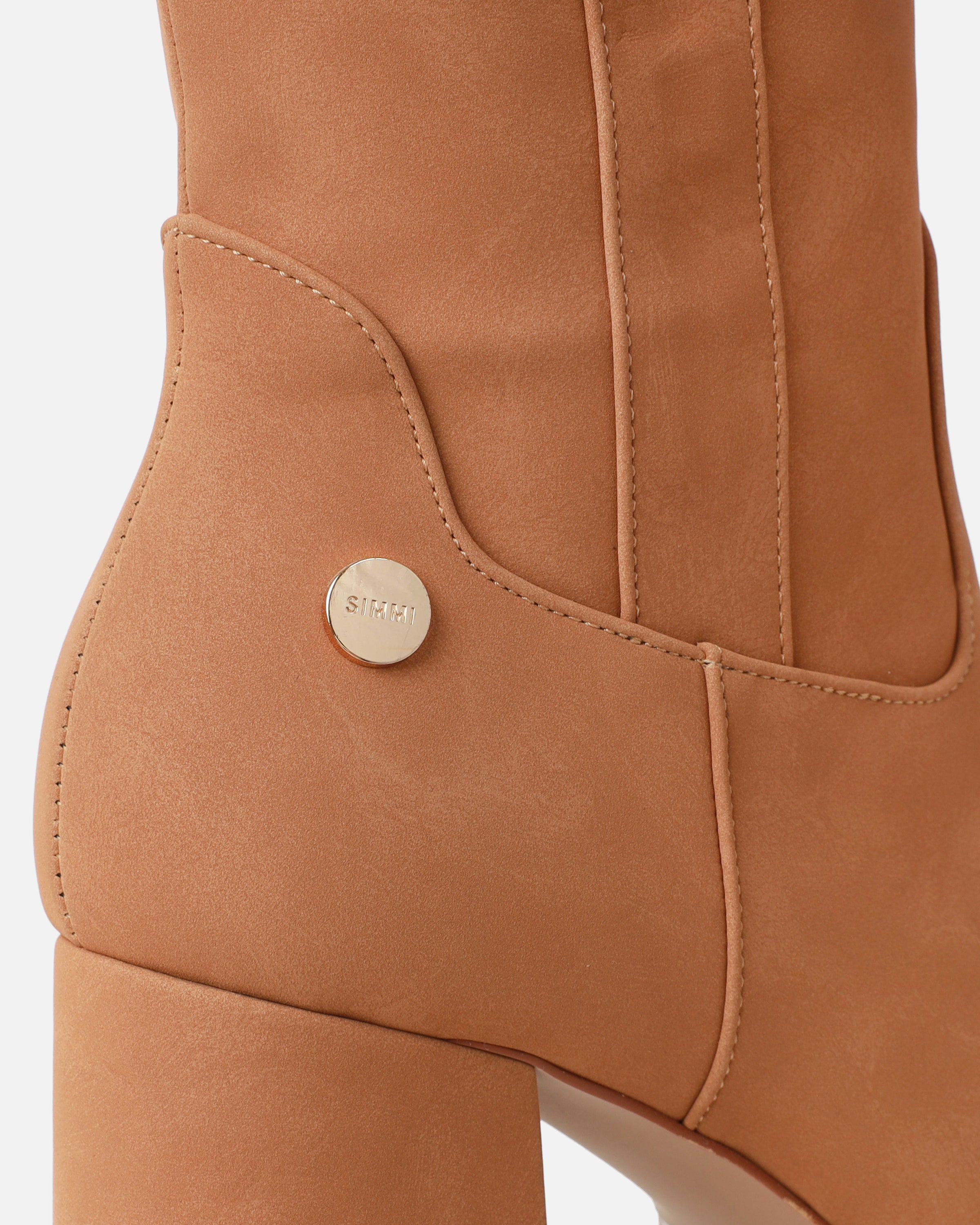 Caiden Tan Platform Knee Boots With Faux Fur Turnover