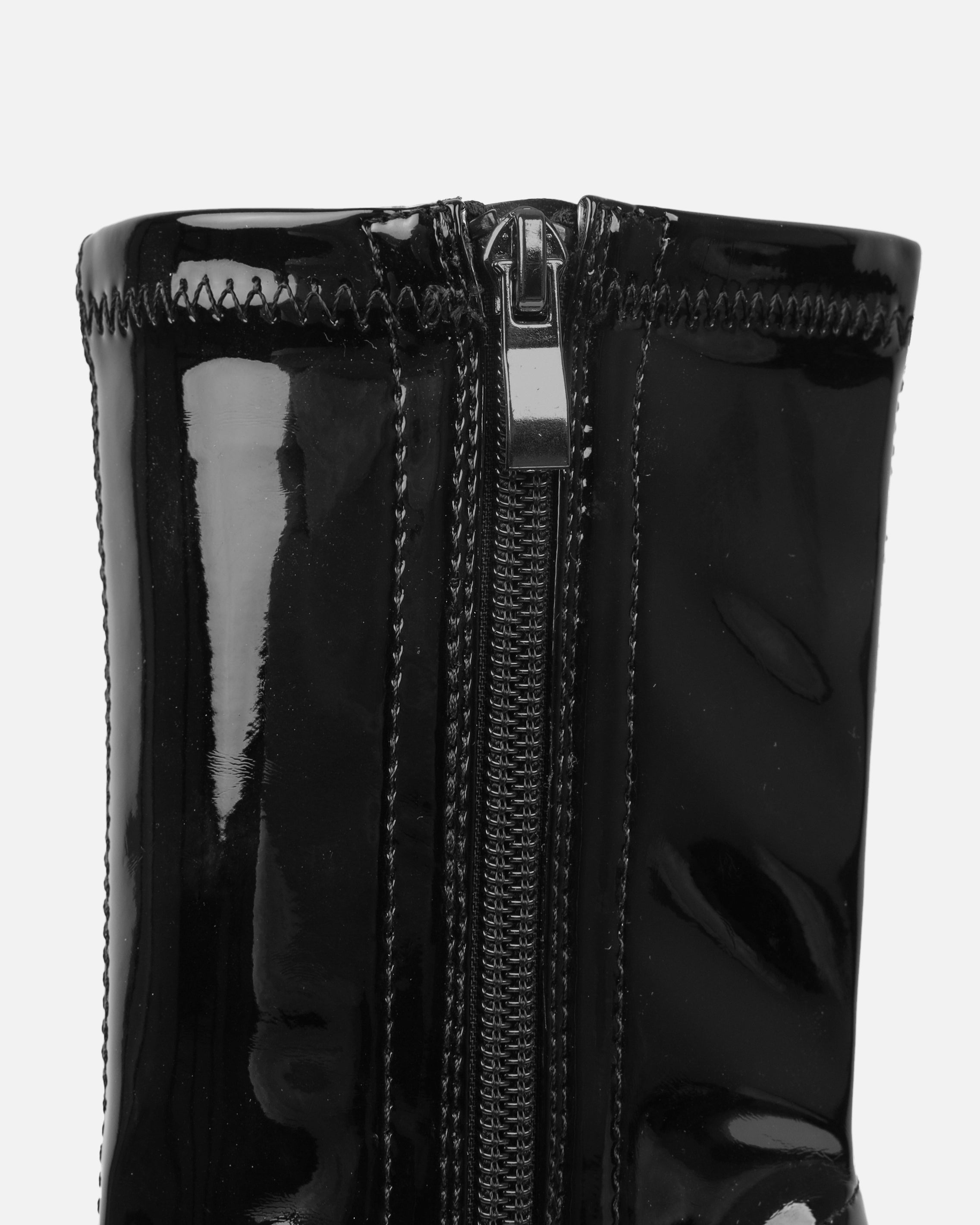 Prince Black Patent High Heeled Pointed Toe Sock Boots