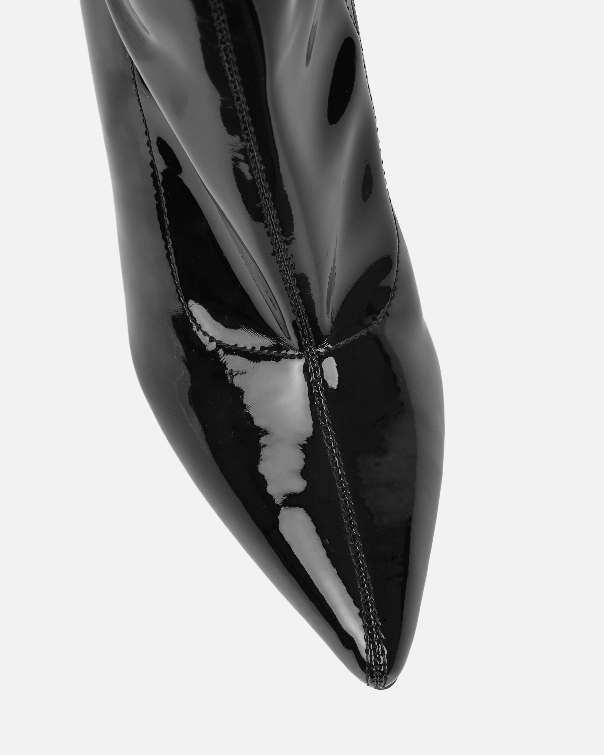 Prince Black Patent High Heeled Pointed Toe Sock Boots