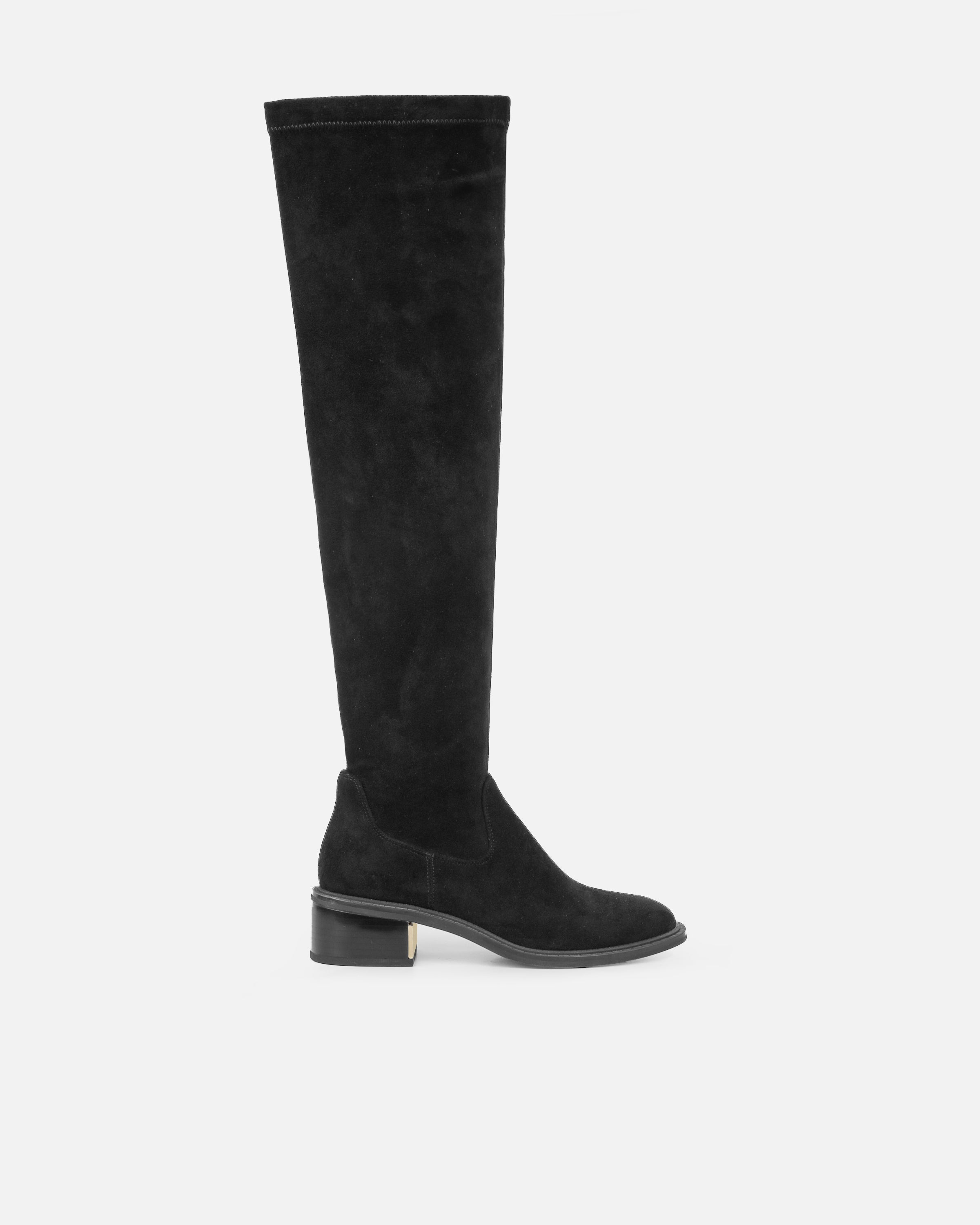 Quincey Black Faux Suede Over The Knee Boots