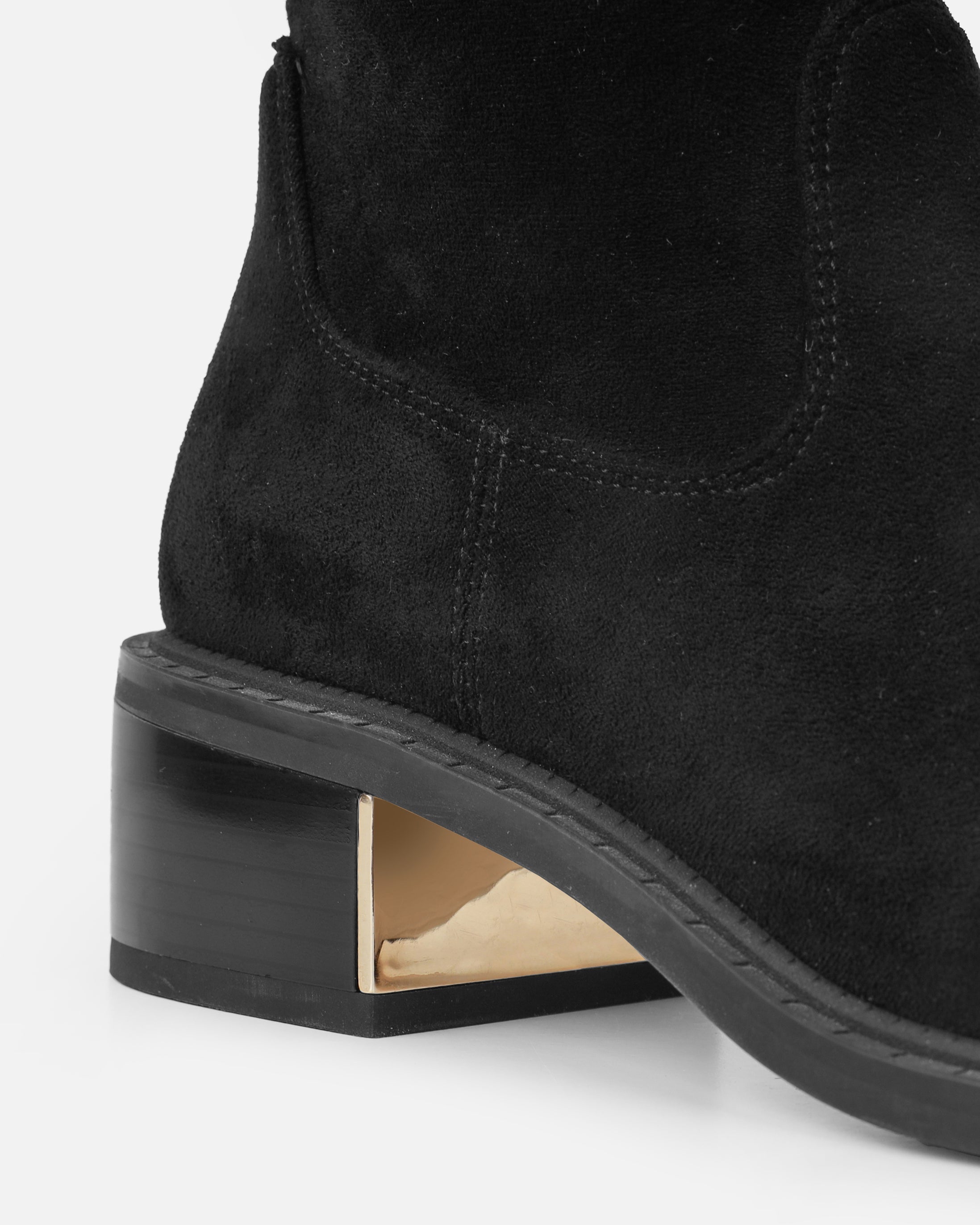 Quincey Black Faux Suede Over The Knee Boots