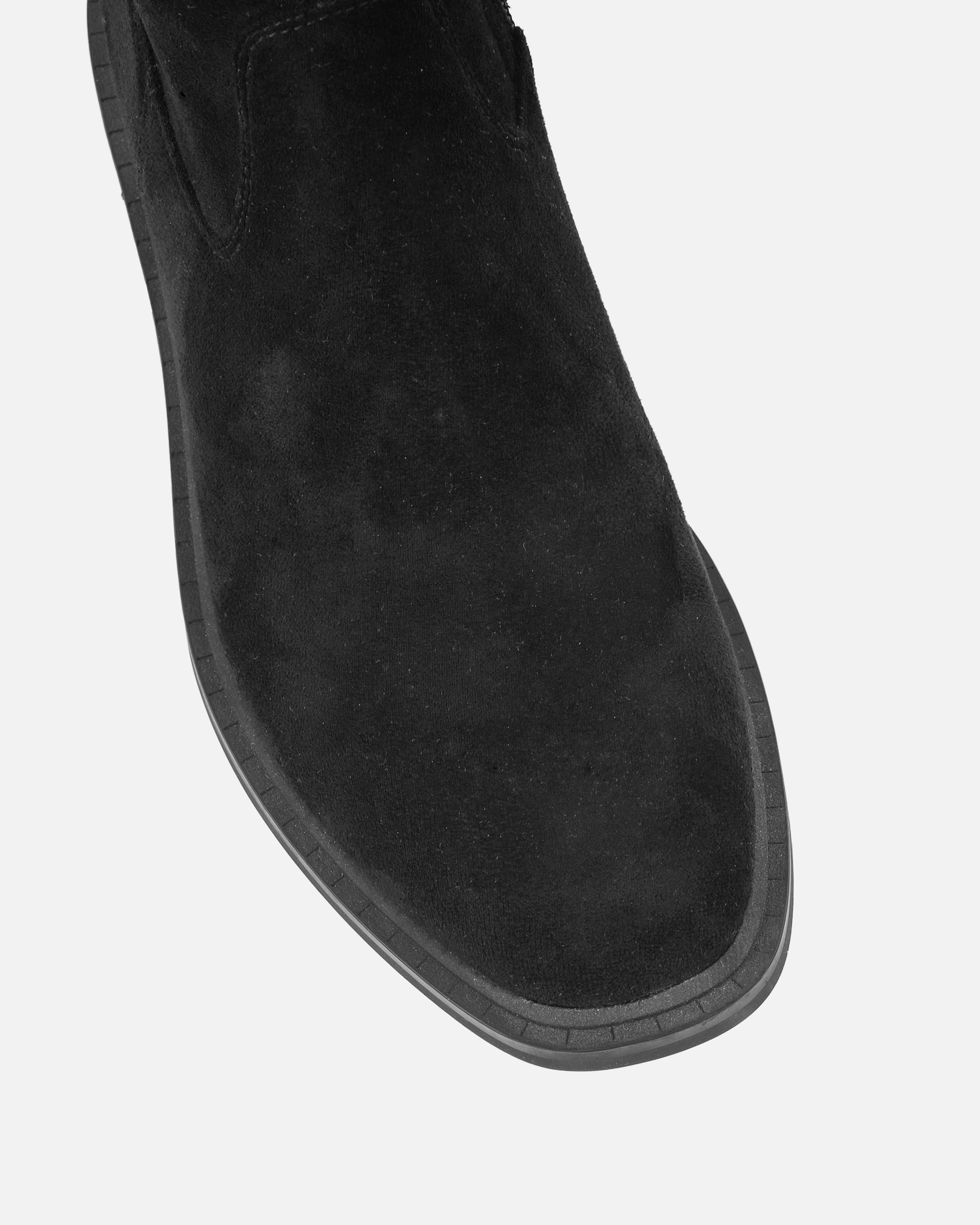 Quincey Black Faux Suede Over The Knee Boots