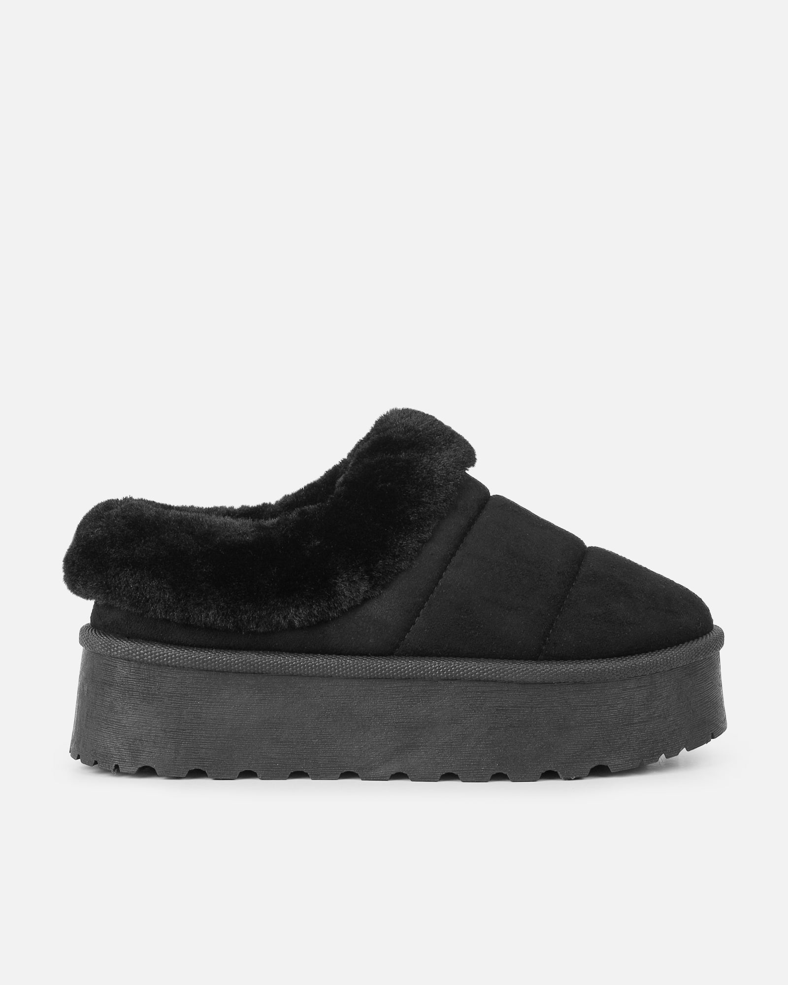 Reggie Black Cosy Flatform Slides