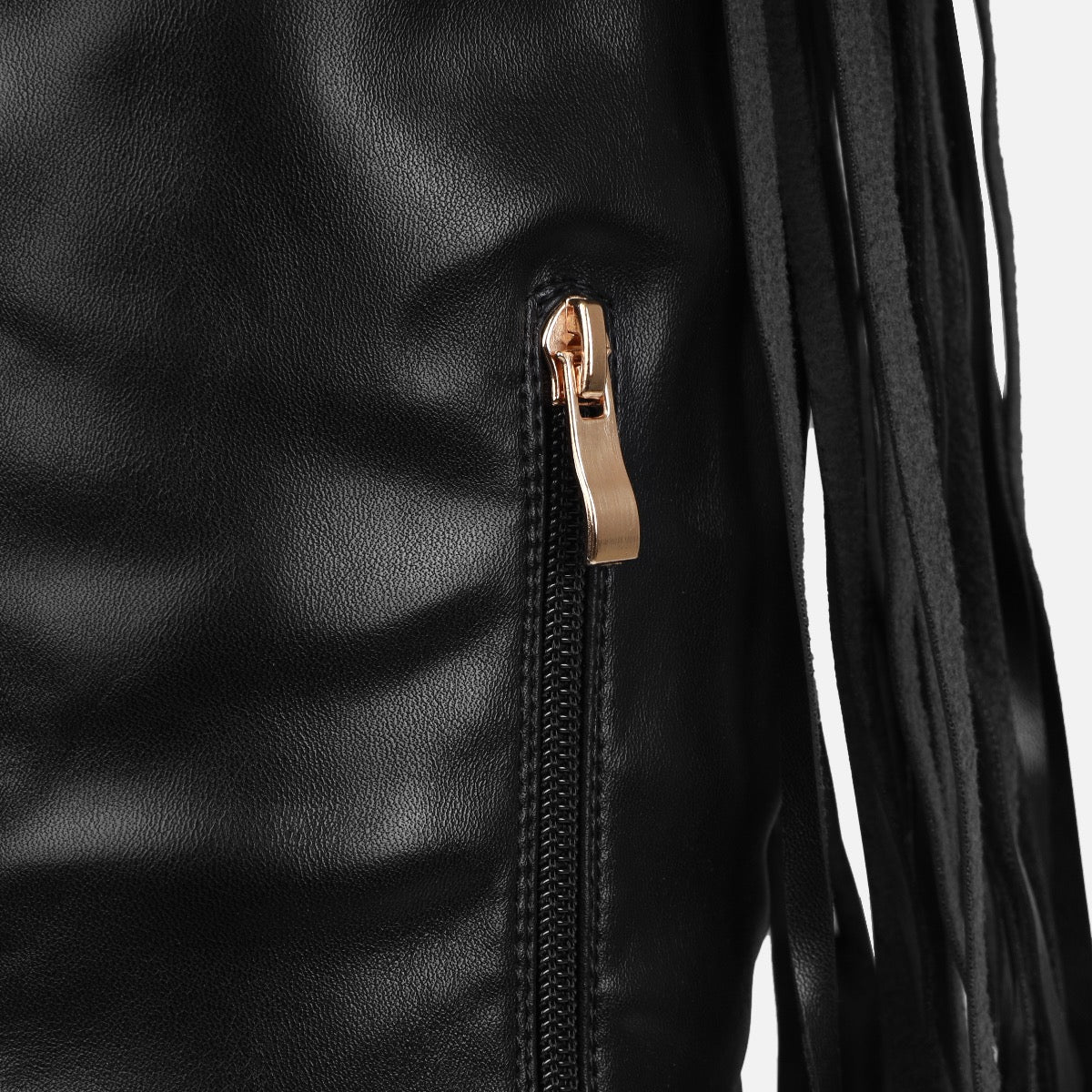 Gethin Black Fringe Studded Knee High Boots