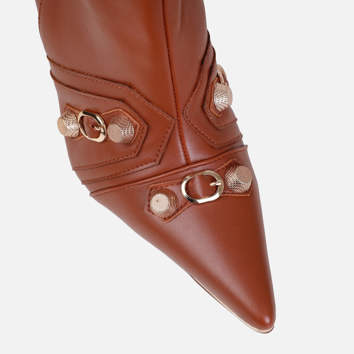 Gethin Tan Fringe Studded Knee High Boots